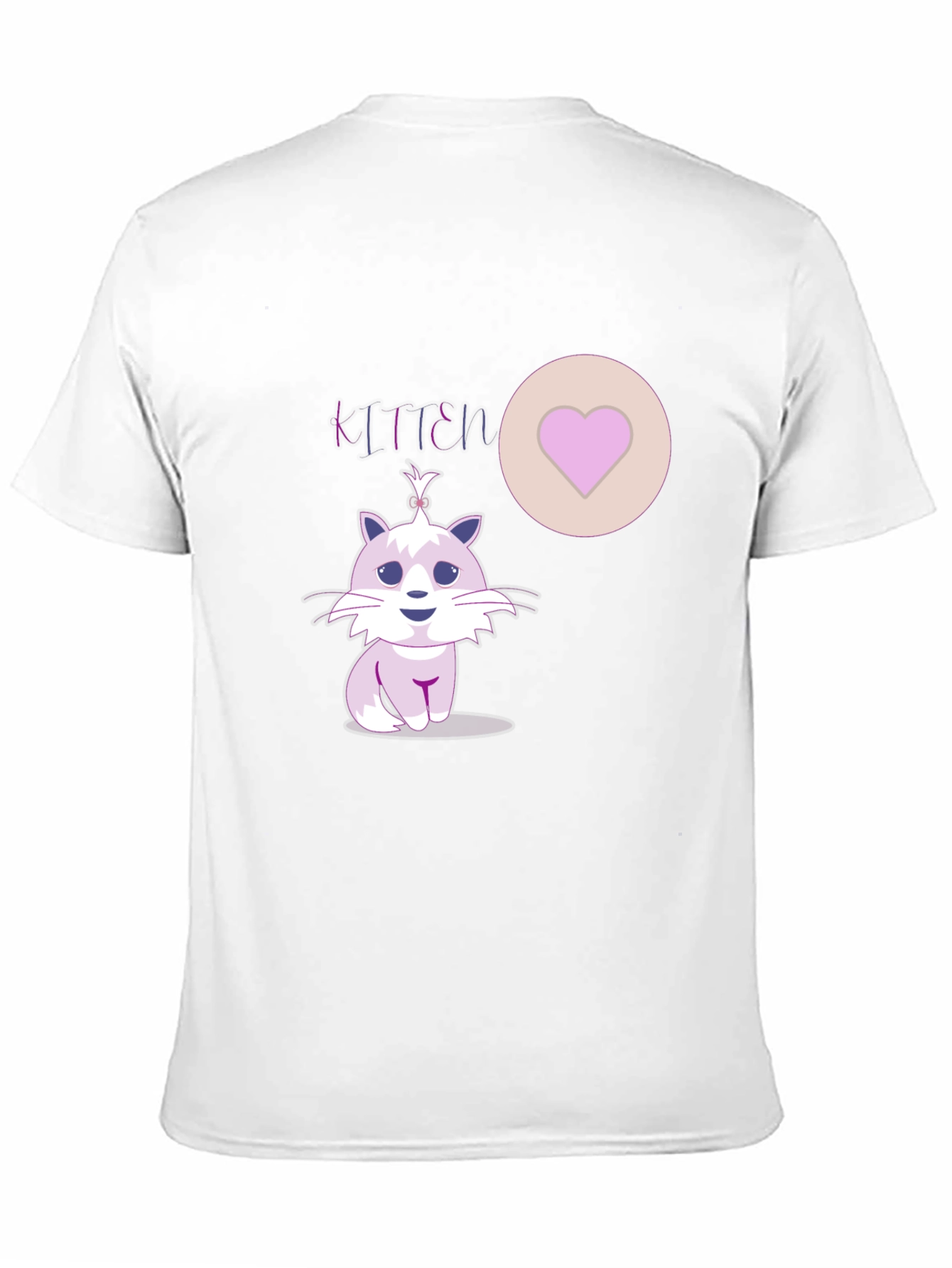 Cute Kitten Graphic Tee - Heart Detail Black T-Shirt