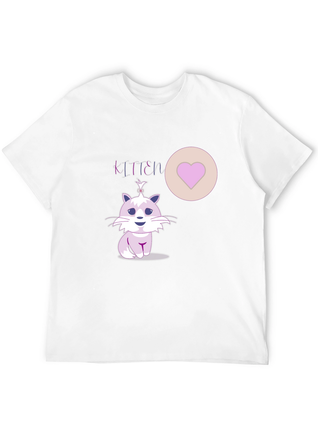 Cute Kitten Graphic Tee - Heart Detail Black T-Shirt