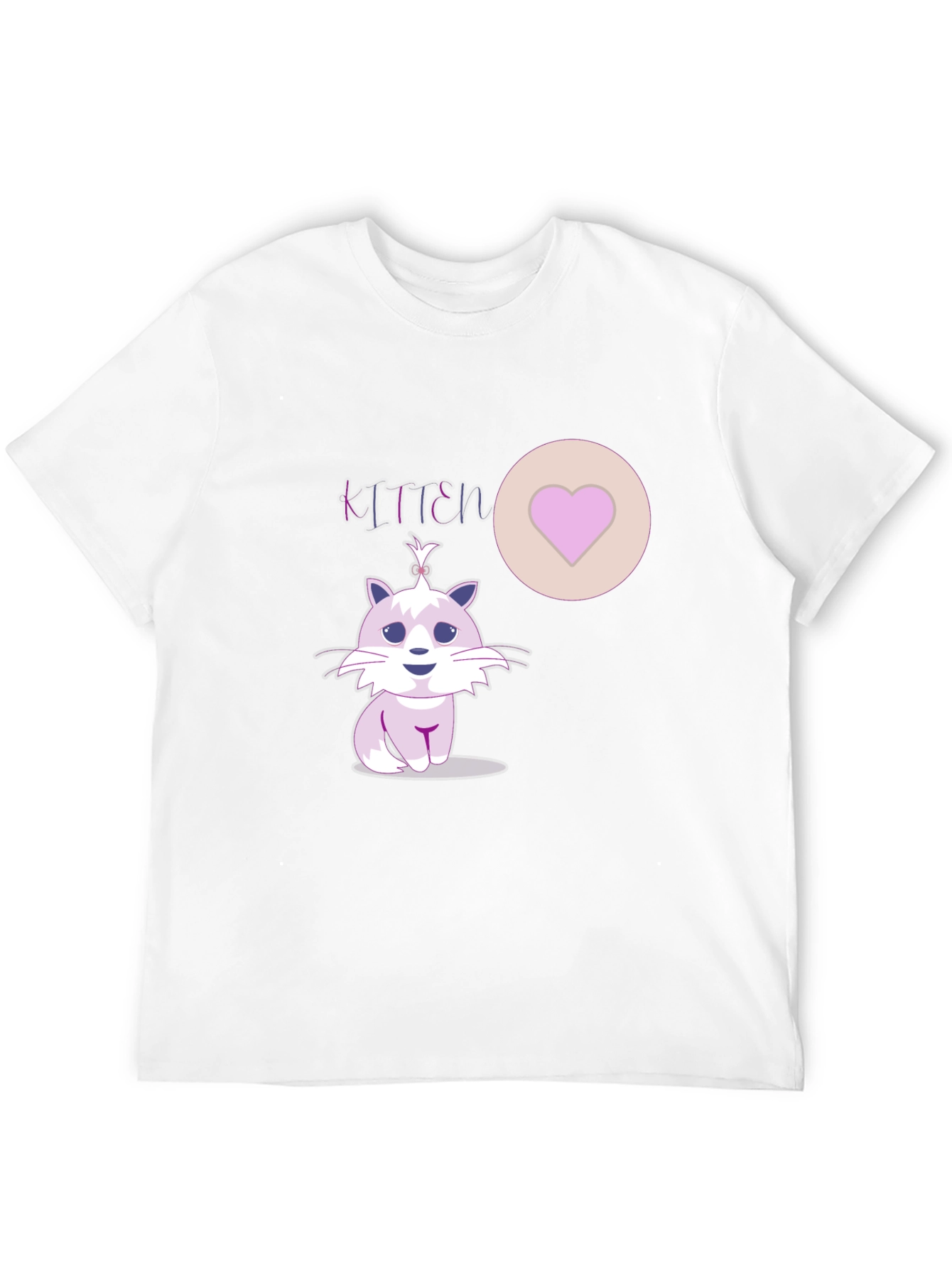 Cute Kitten Graphic Tee - Heart Detail Black T-Shirt