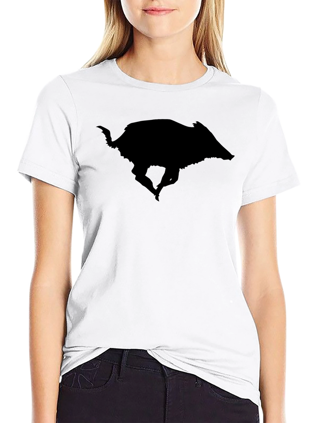 Wild Boar Silhouette Black T-Shirt