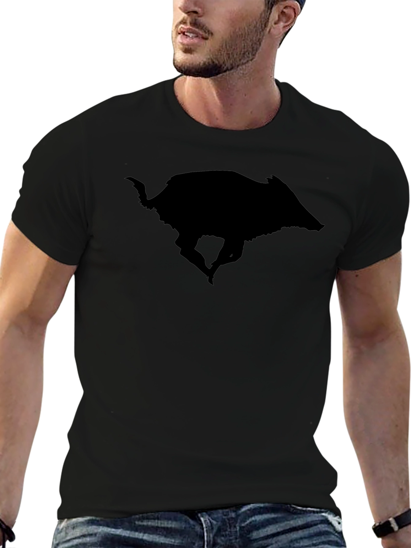 Wild Boar Silhouette Black T-Shirt