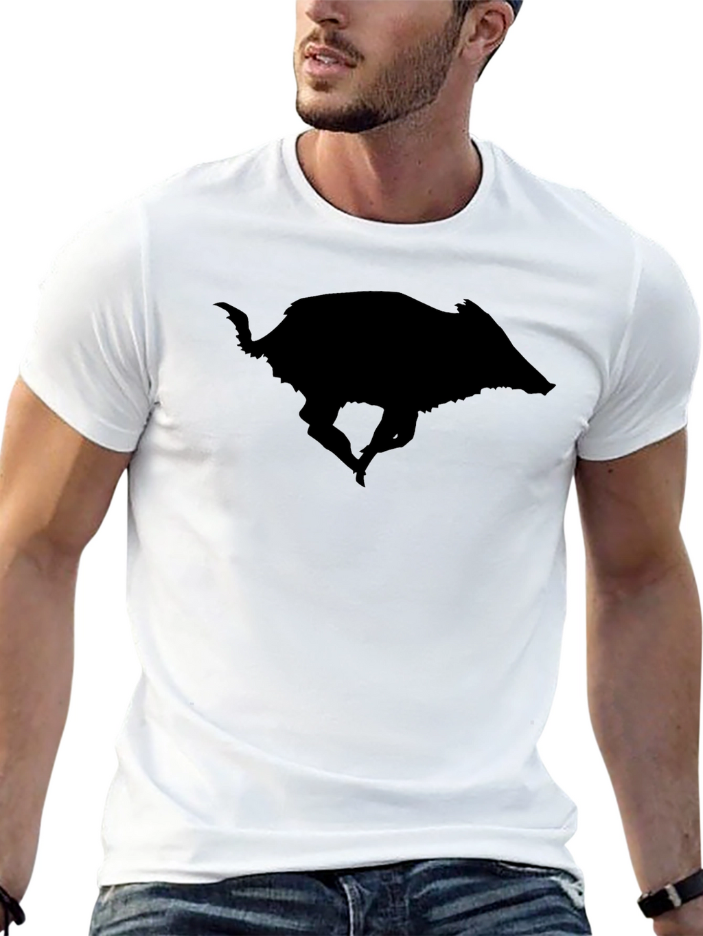 Wild Boar Silhouette Black T-Shirt
