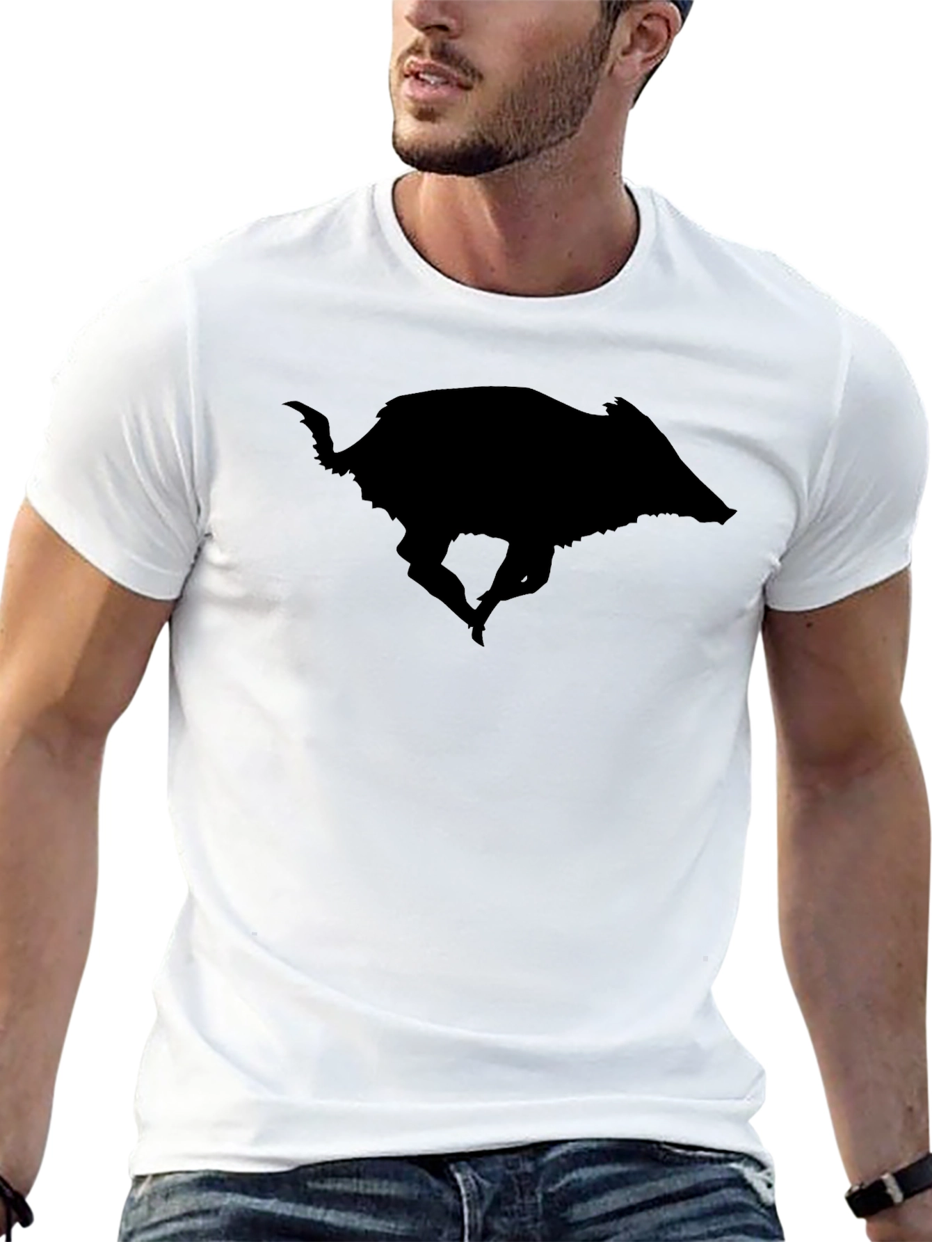 Wild Boar Silhouette Black T-Shirt