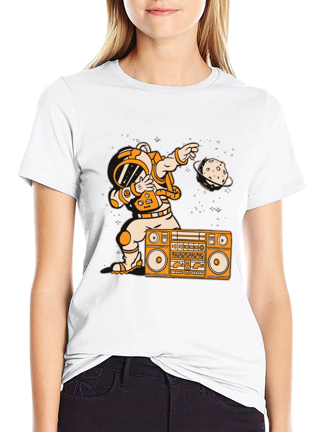 Astronaut Dabbing with Boombox Graphic Tee
