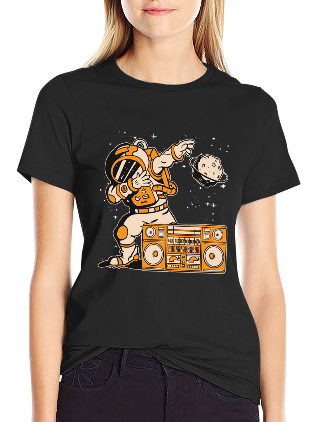 Astronaut Dabbing with Boombox Graphic Tee