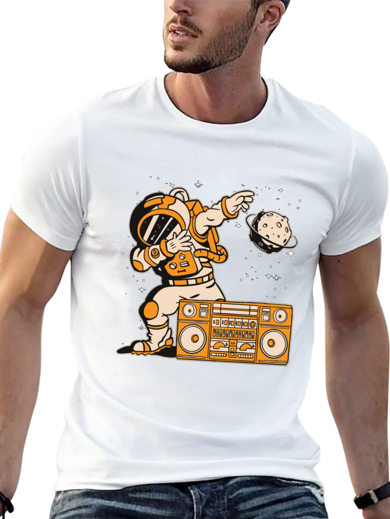 Astronaut Dabbing with Boombox Graphic Tee