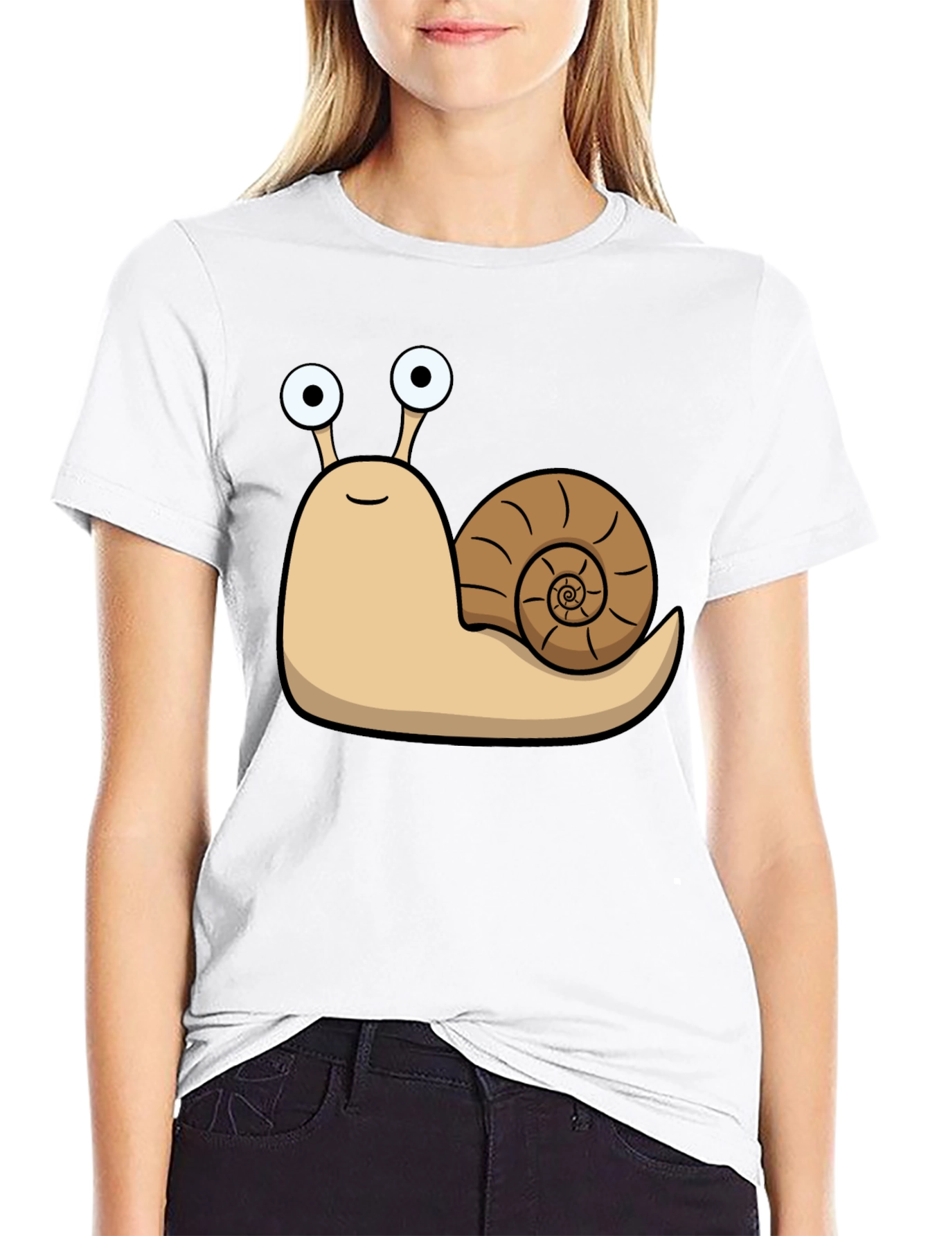 Cartoon Snail Graphic Black T-Shirt