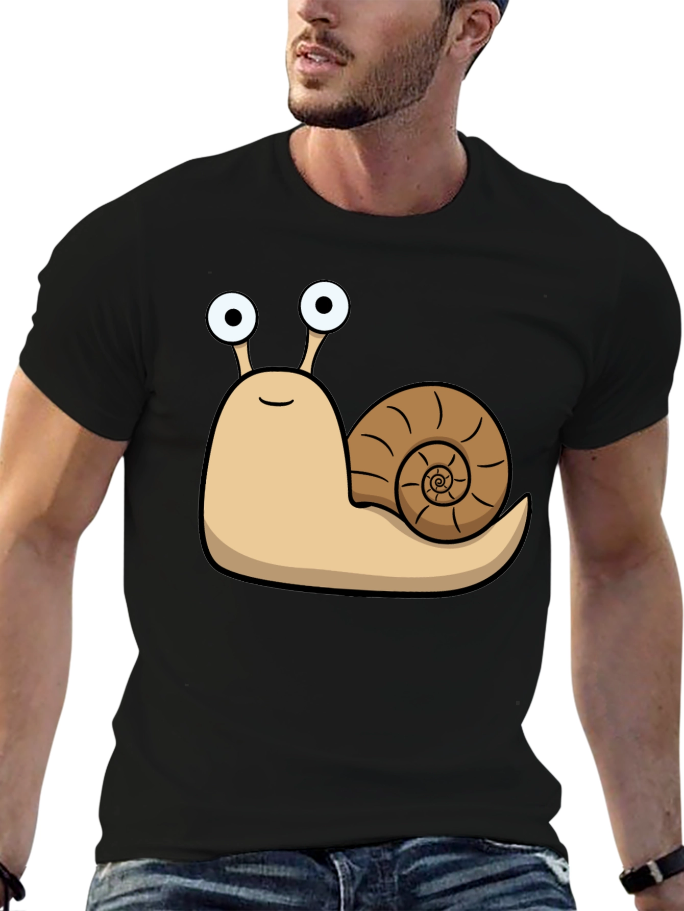 Cartoon Snail Graphic Black T-Shirt