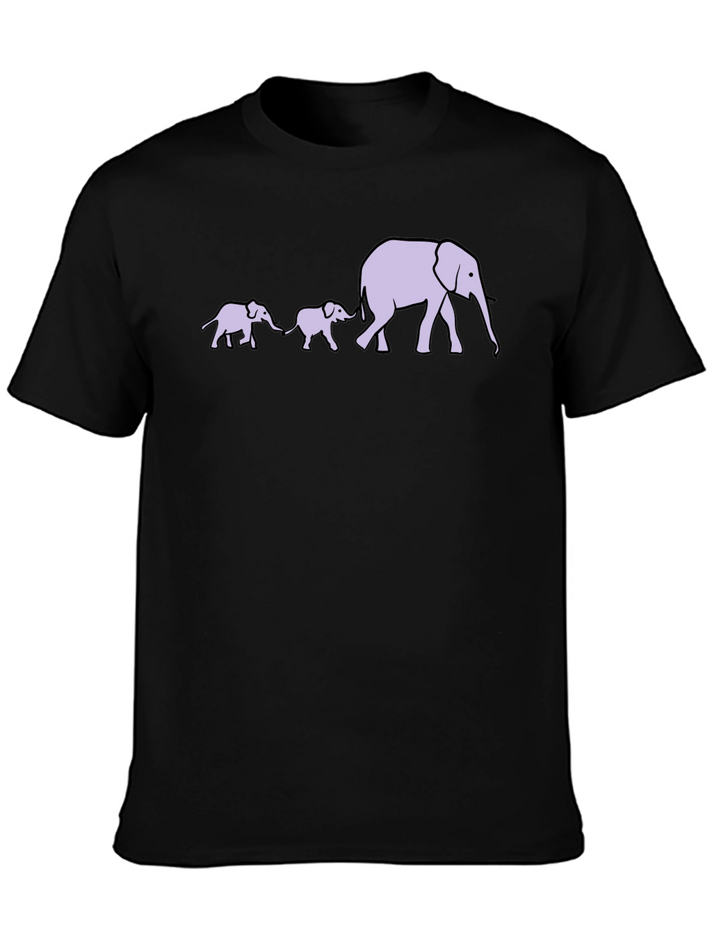 Elephant Family T-Shirt - Black Cotton Tee