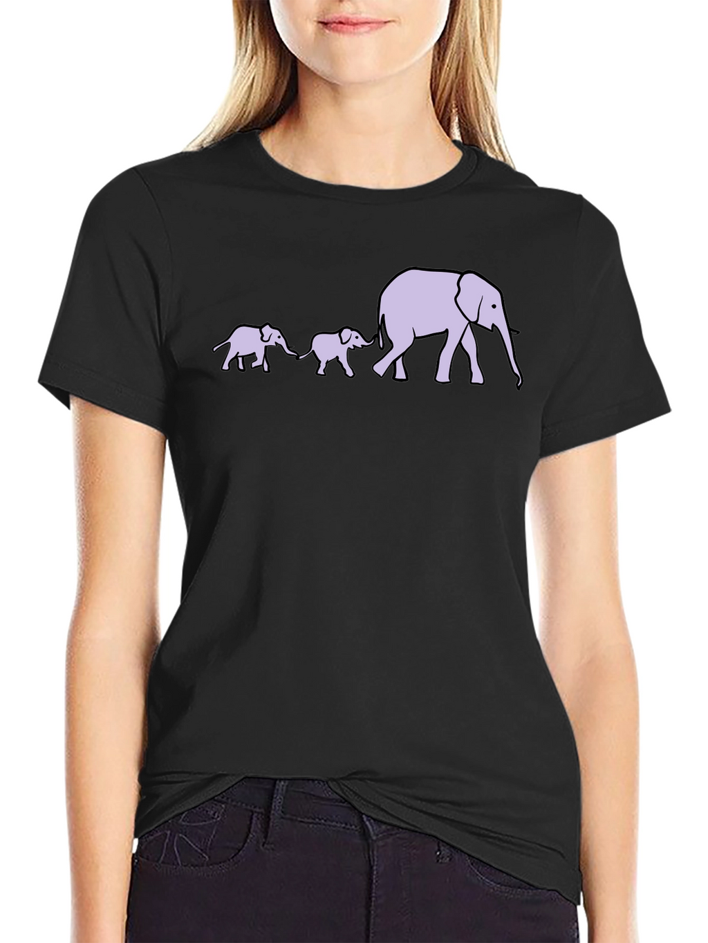Elephant Family T-Shirt - Black Cotton Tee