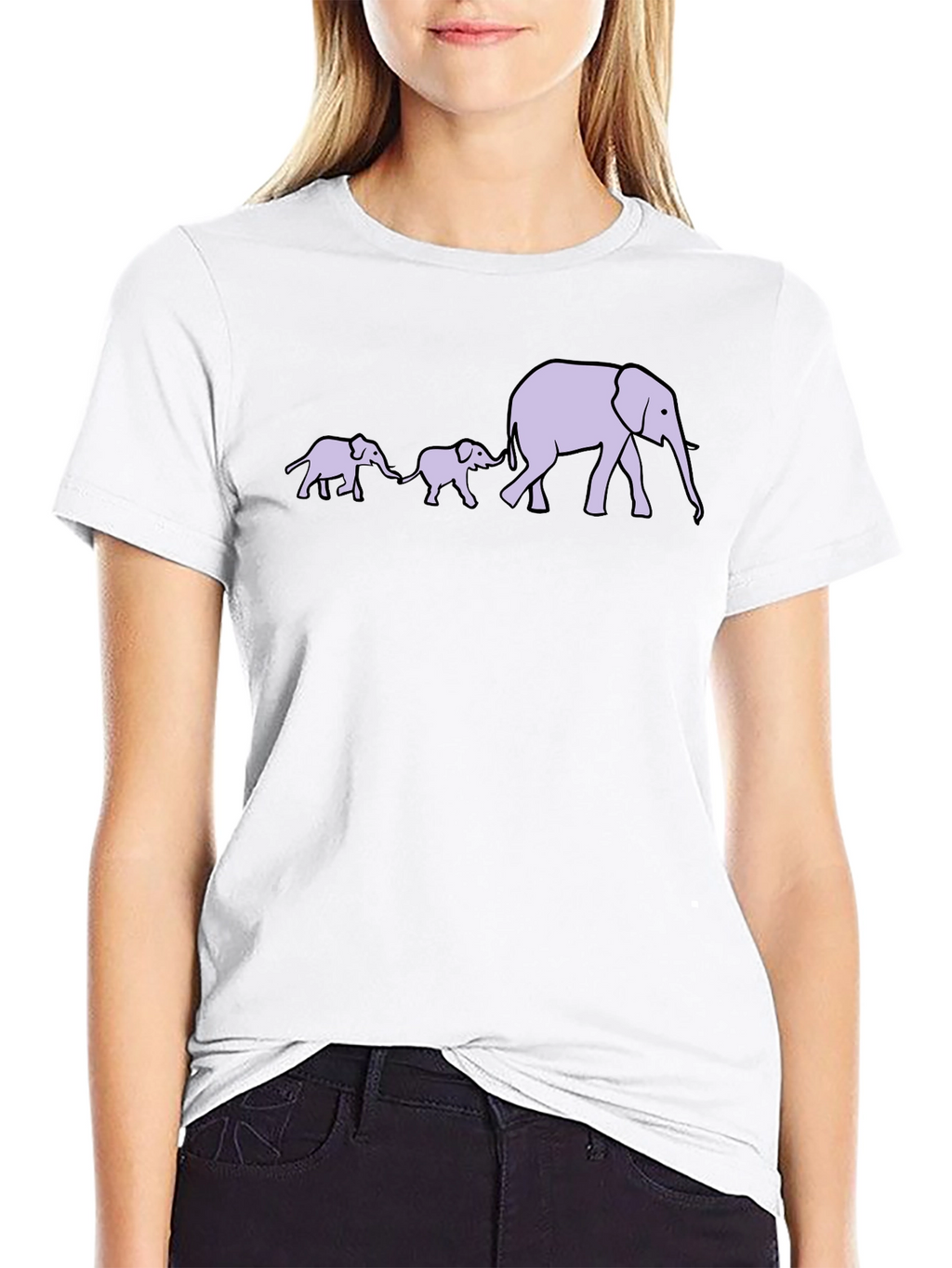 Elephant Family T-Shirt - Black Cotton Tee
