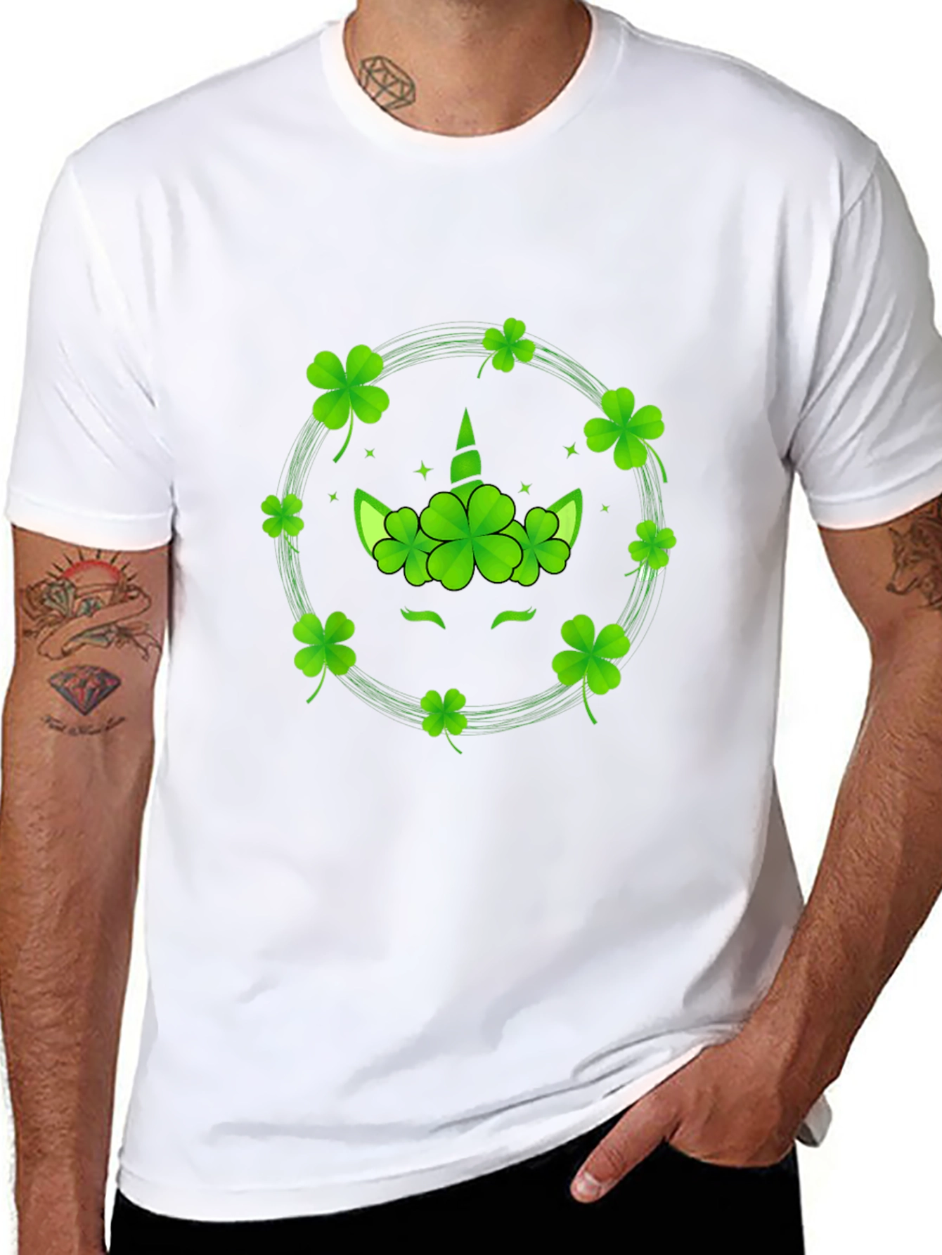 St. Patricks Day Unicorn Clover T-Shirt