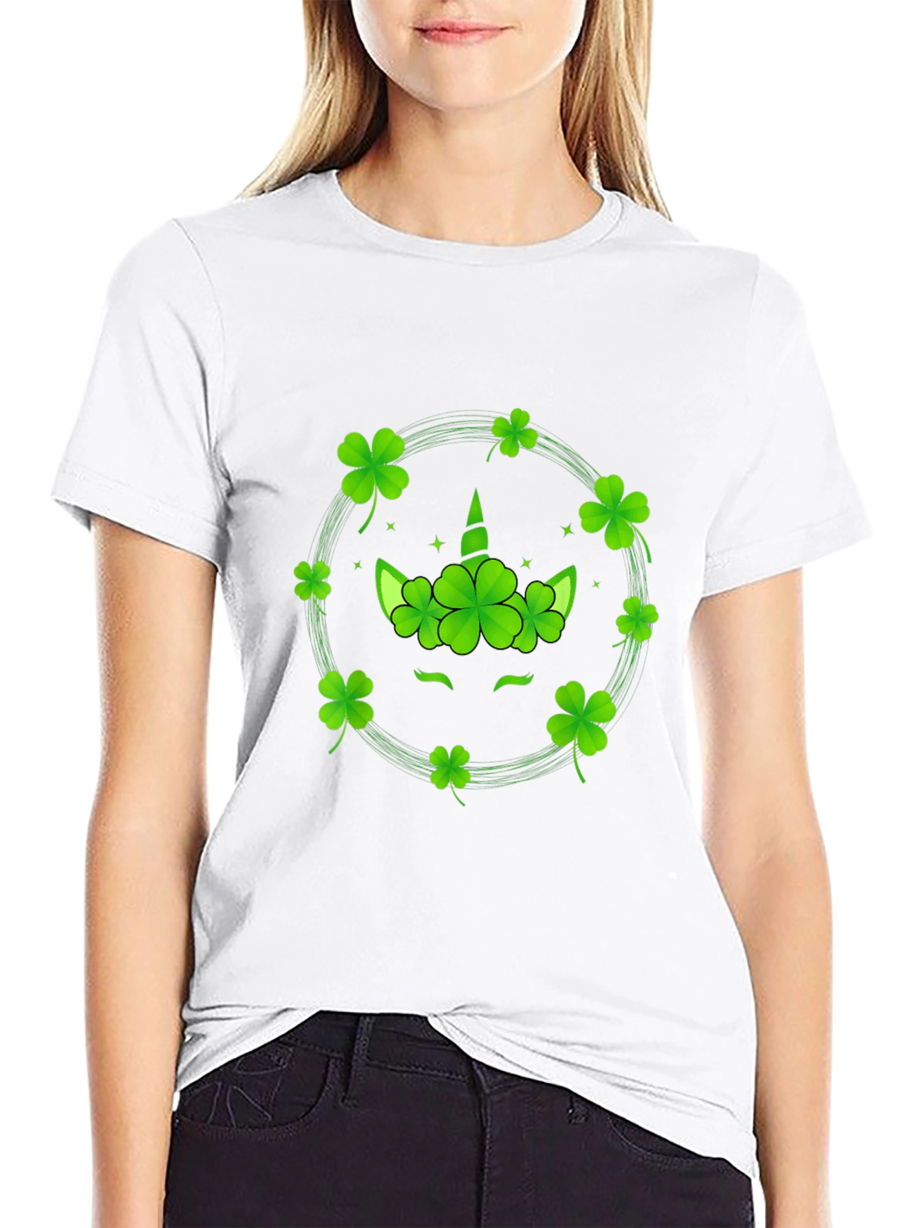 St. Patricks Day Unicorn Clover T-Shirt