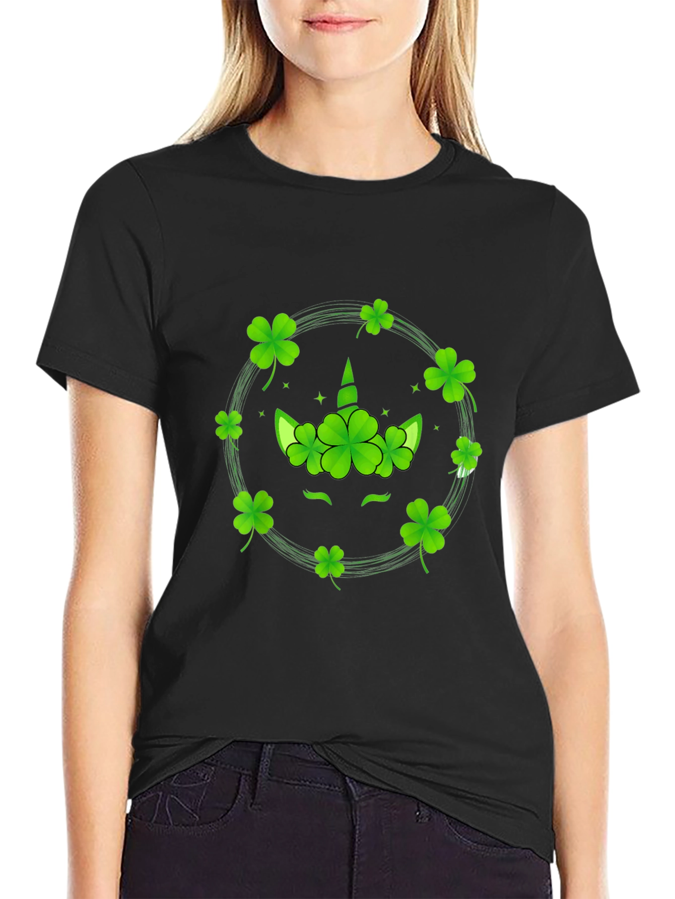 St. Patricks Day Unicorn Clover T-Shirt
