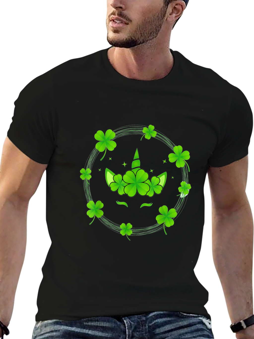 St. Patricks Day Unicorn Clover T-Shirt