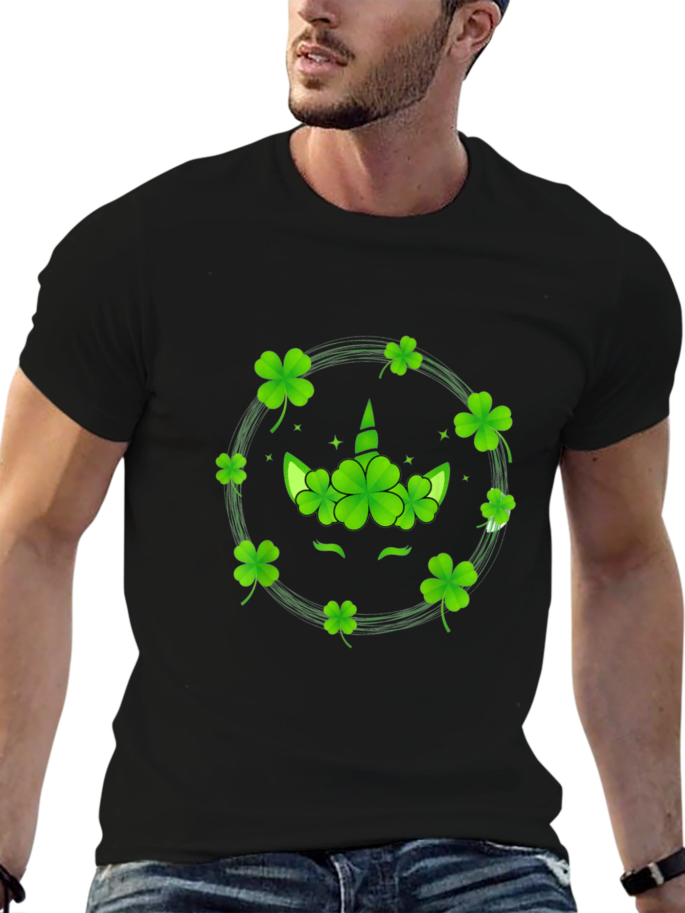 St. Patricks Day Unicorn Clover T-Shirt