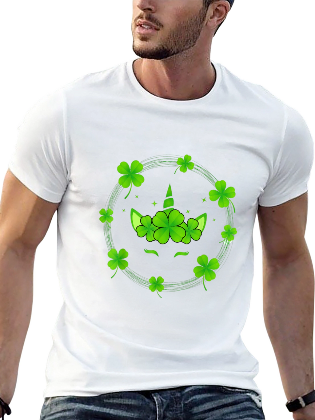 St. Patricks Day Unicorn Clover T-Shirt