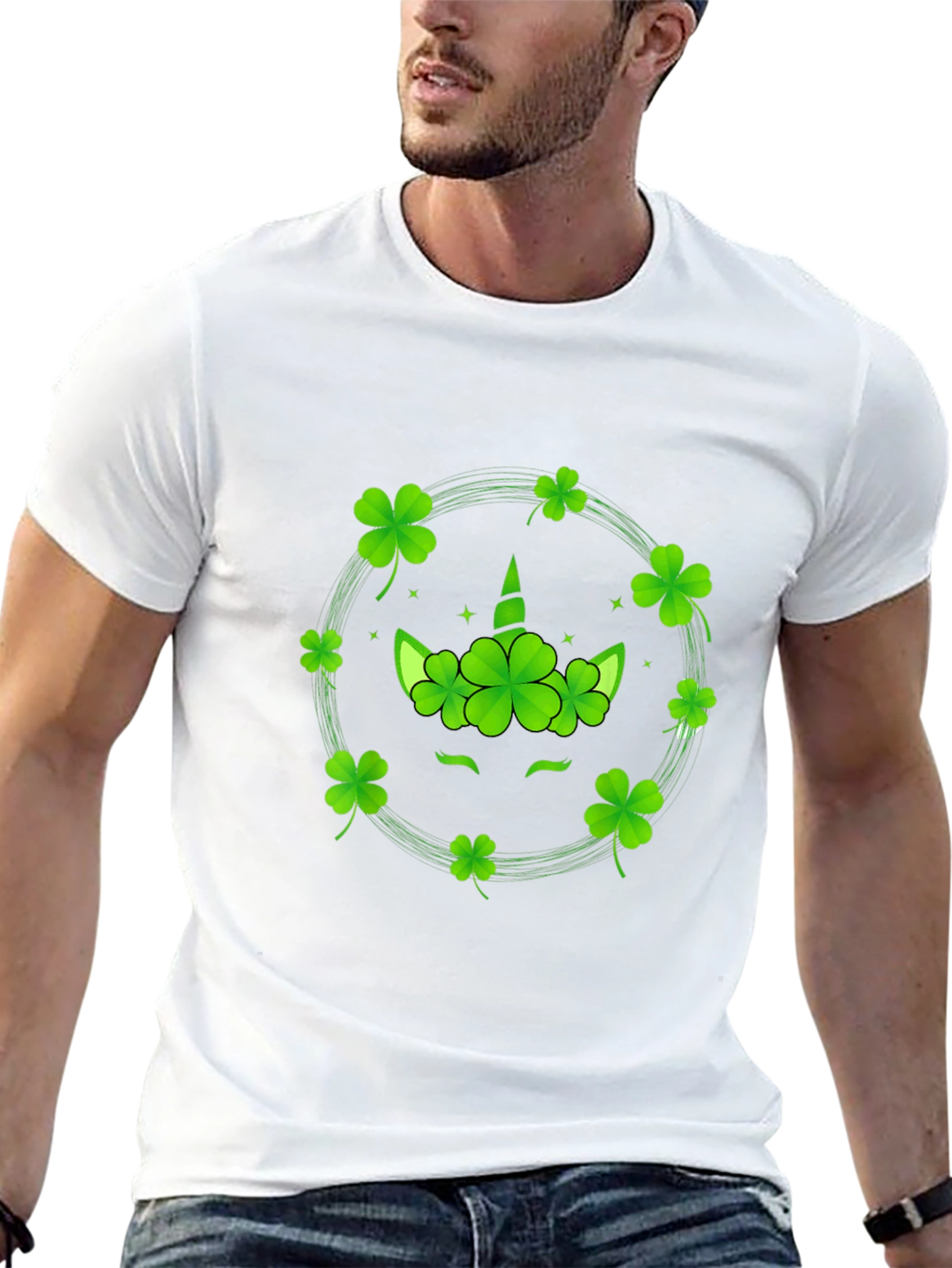 St. Patricks Day Unicorn Clover T-Shirt
