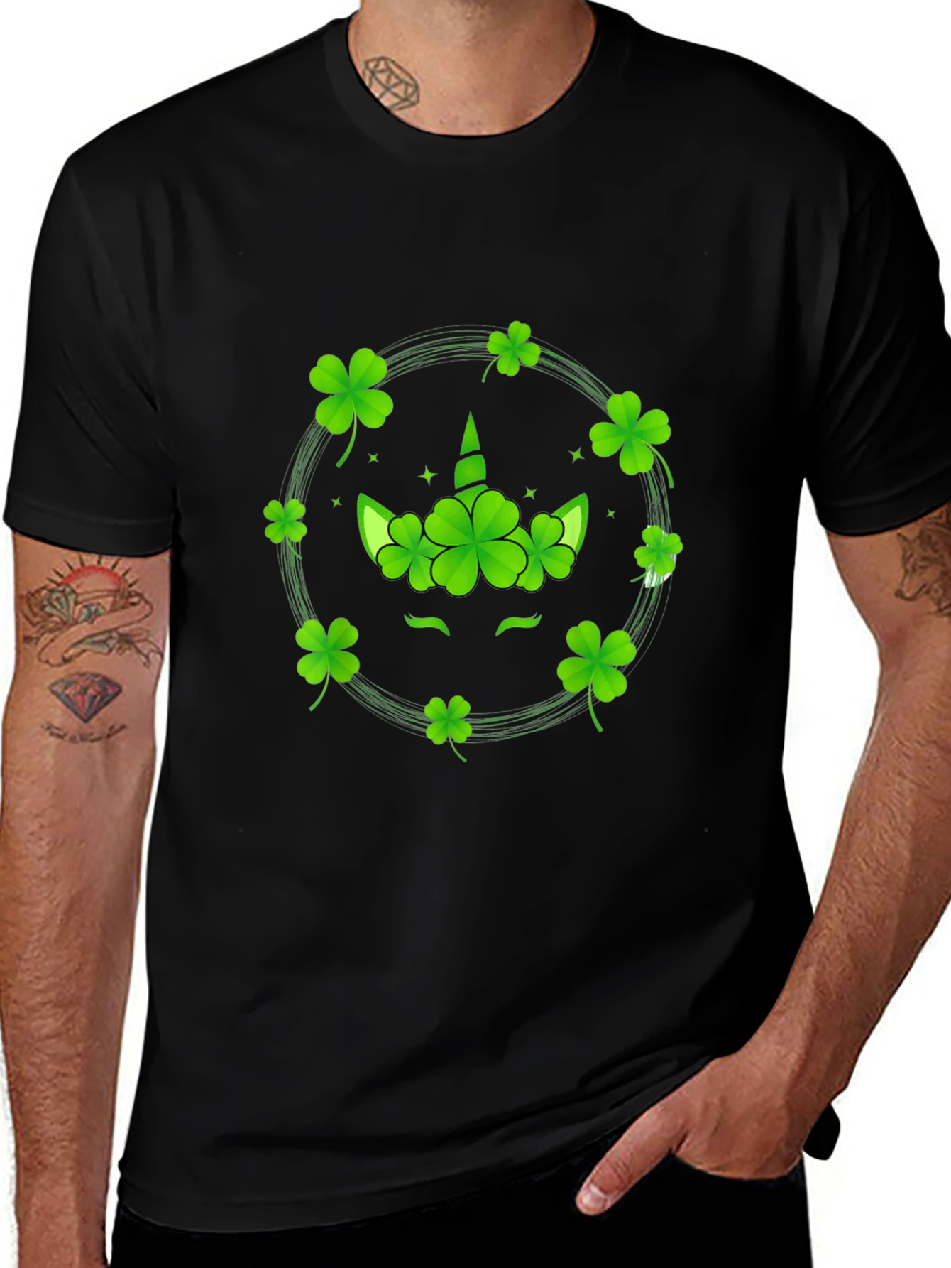 St. Patricks Day Unicorn Clover T-Shirt