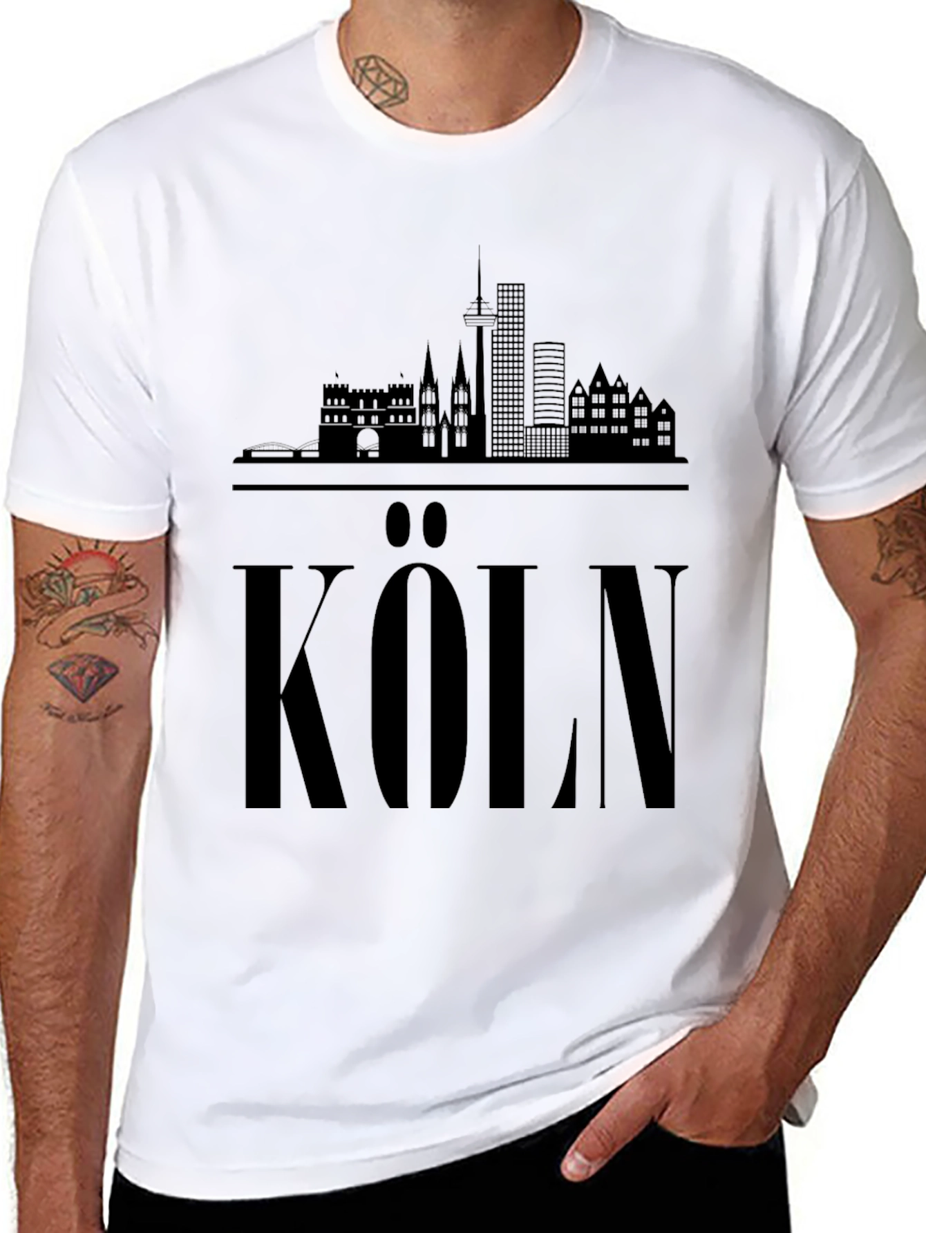 Cologne Skyline T-Shirt - Black Graphic Tee
