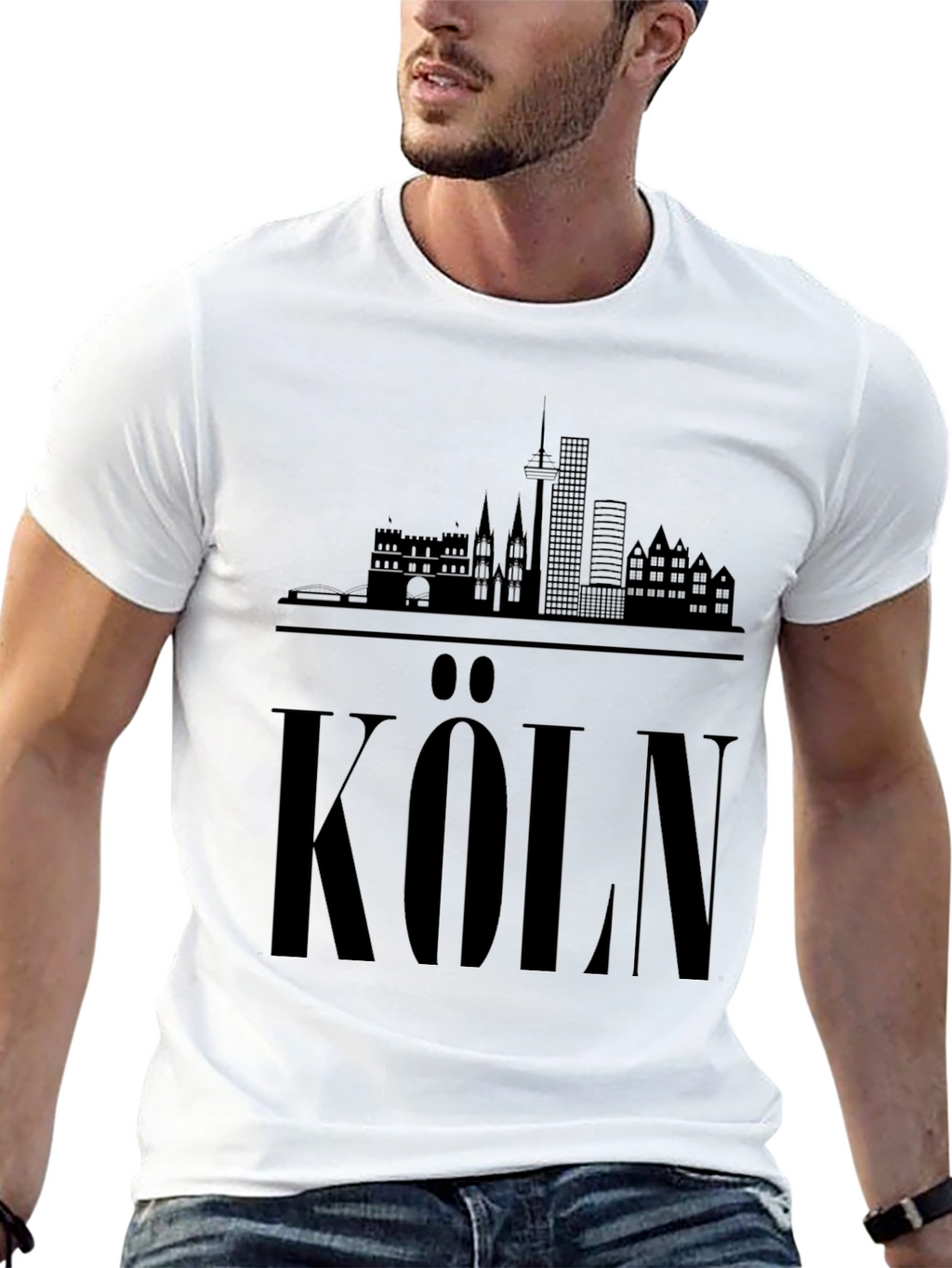 Cologne Skyline T-Shirt - Black Graphic Tee