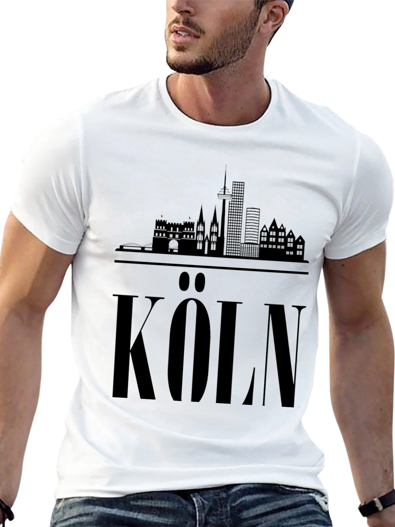 Cologne Skyline T-Shirt - Black Graphic Tee