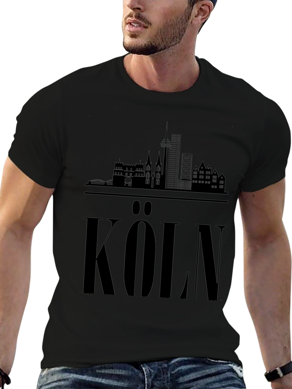 Cologne Skyline T-Shirt - Black Graphic Tee