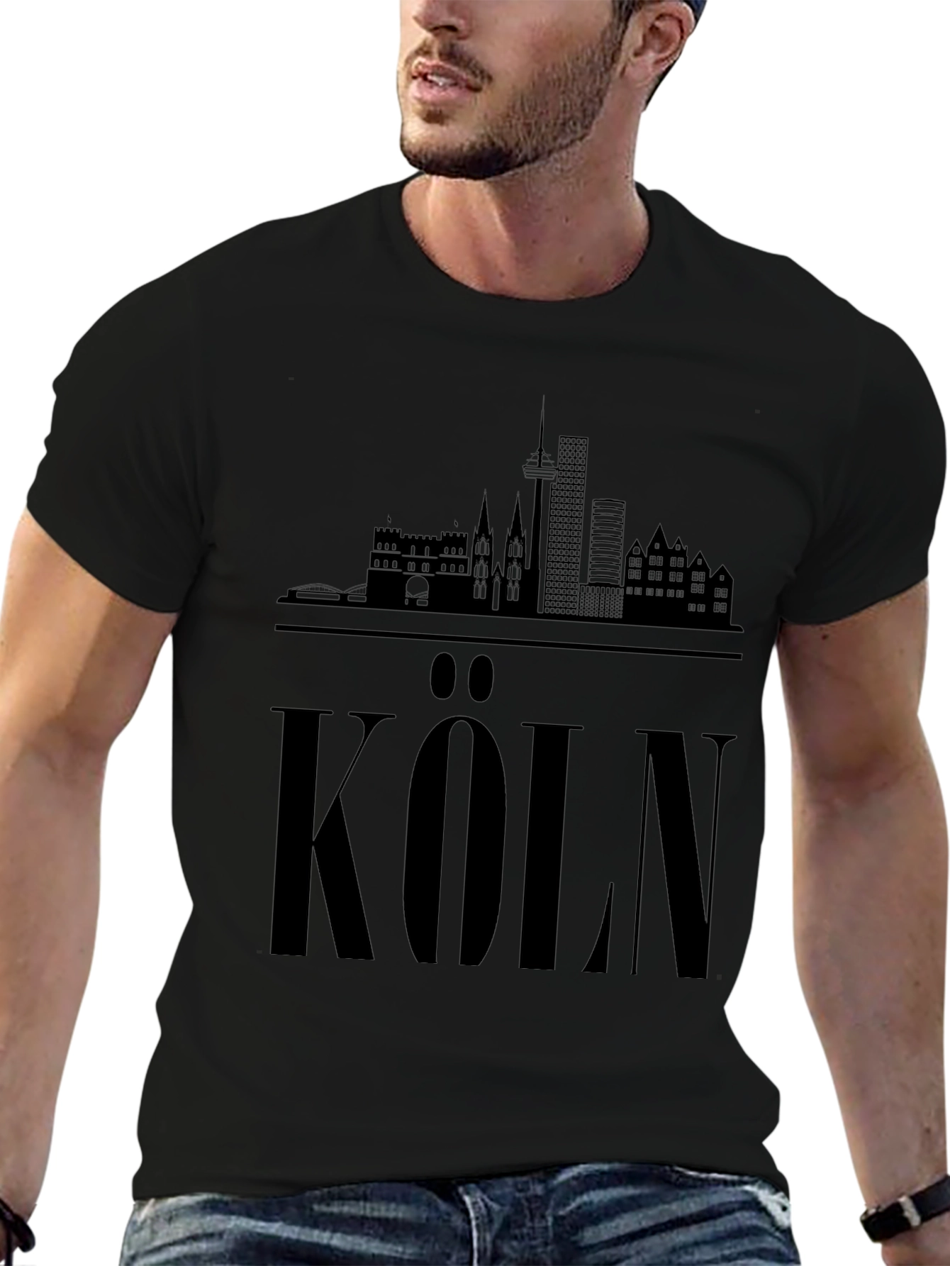 Cologne Skyline T-Shirt - Black Graphic Tee