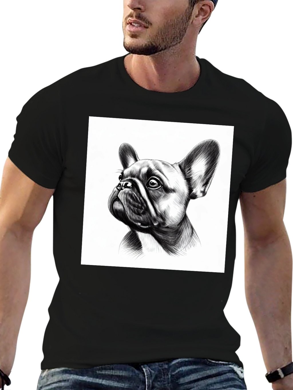 French Bulldog Graphic Tee - Black Cotton Comfort