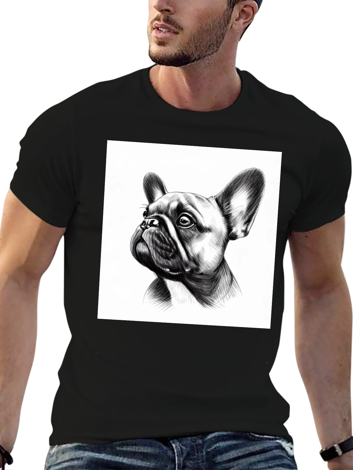 French Bulldog Graphic Tee - Black Cotton Comfort