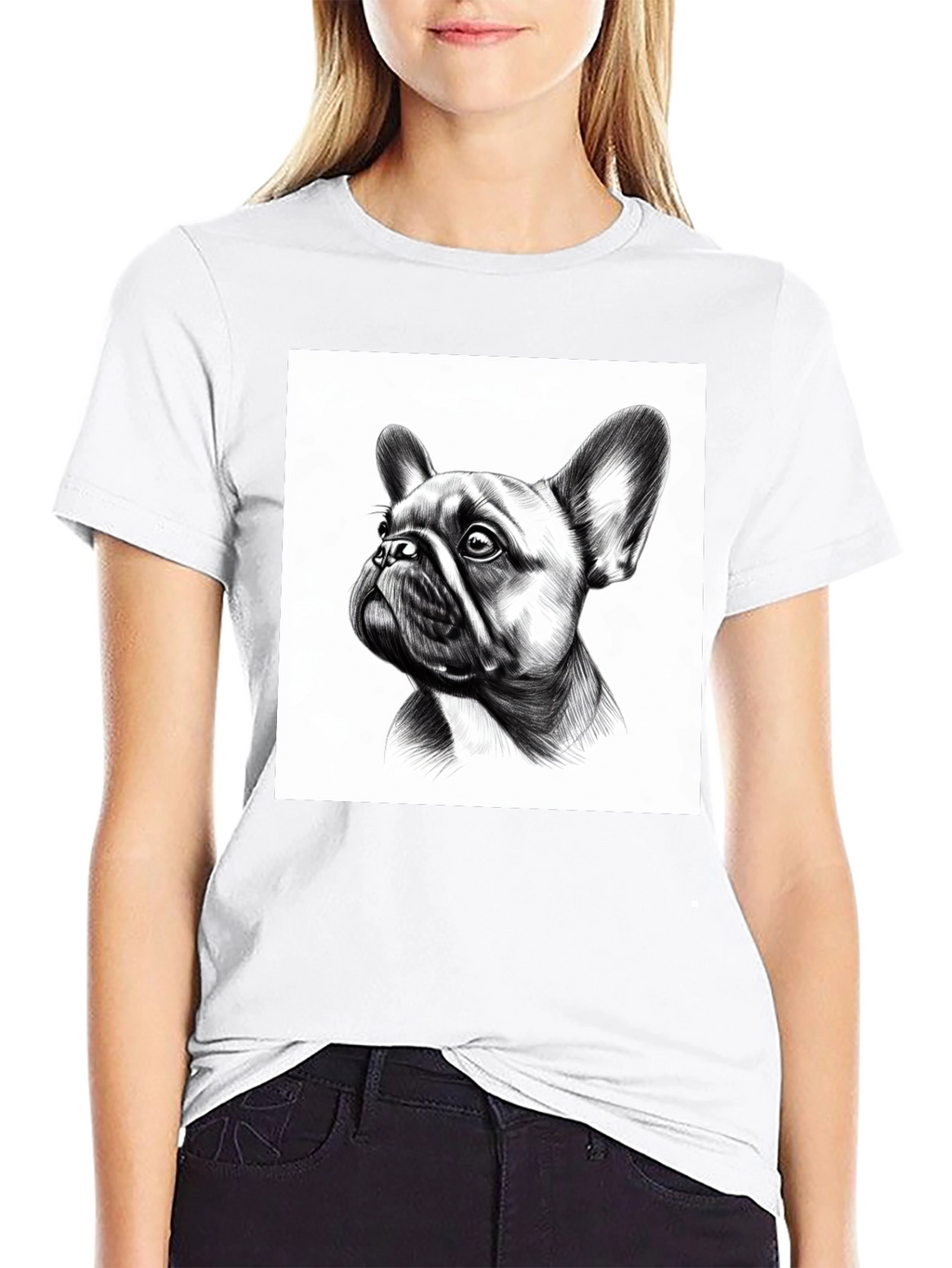 French Bulldog Graphic Tee - Black Cotton Comfort