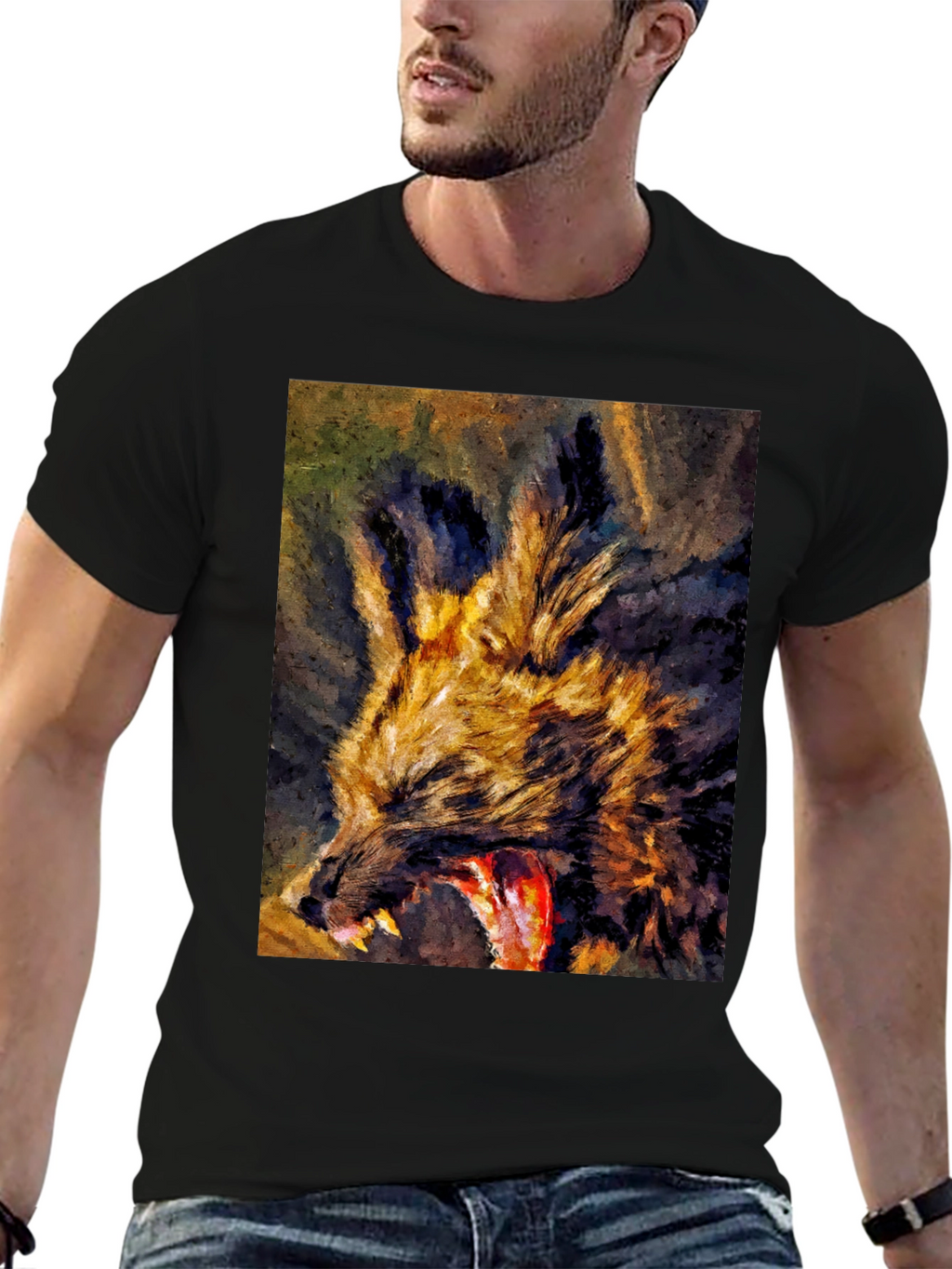 Wild Dog Graphic Tee - Unique Art Design