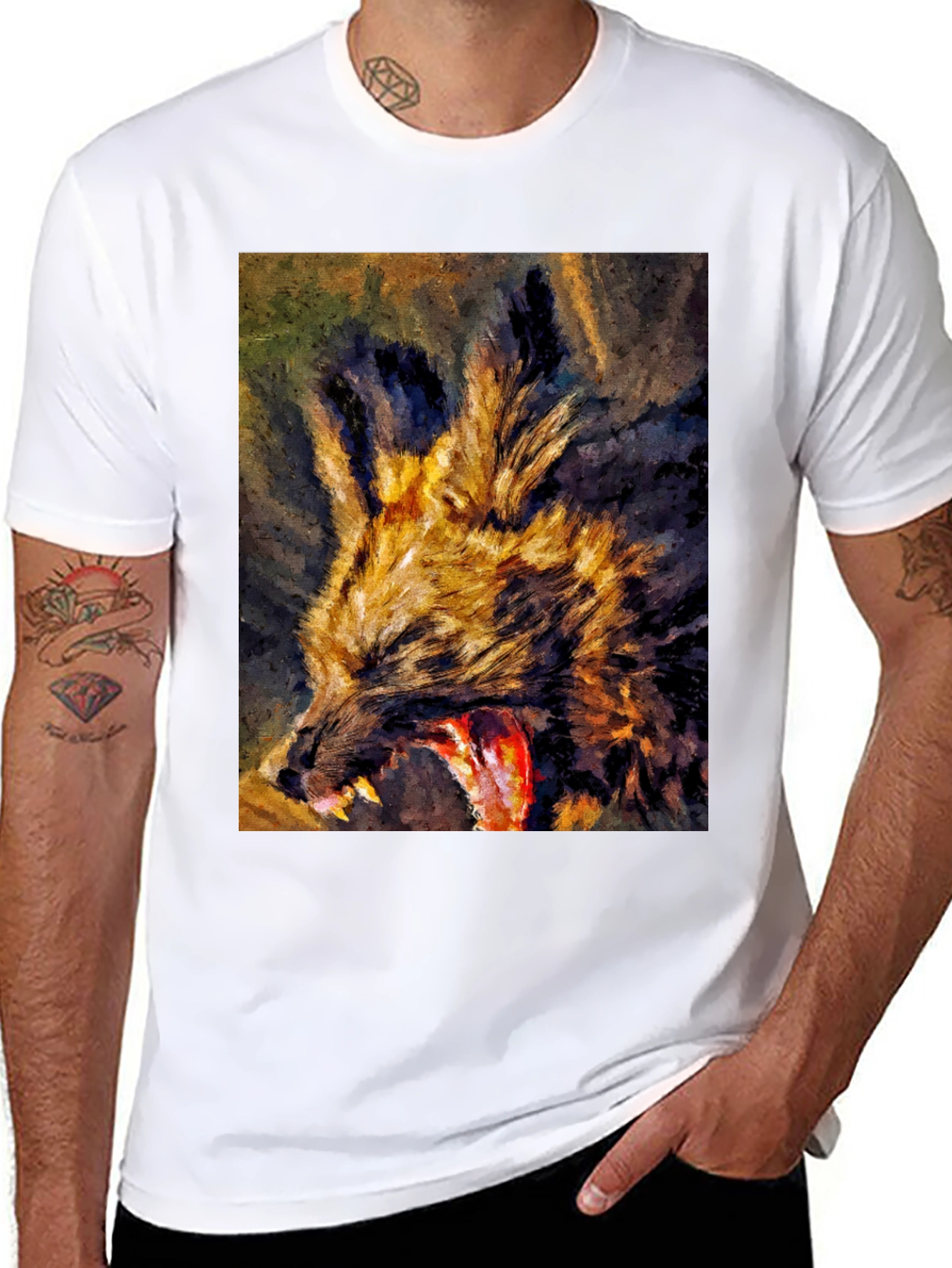Wild Dog Graphic Tee - Unique Art Design