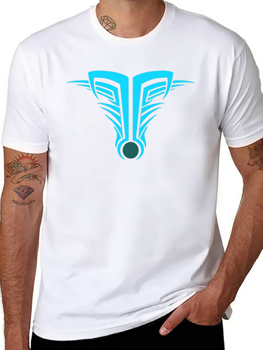 Mens Black T-Shirt with Abstract Tribal Design