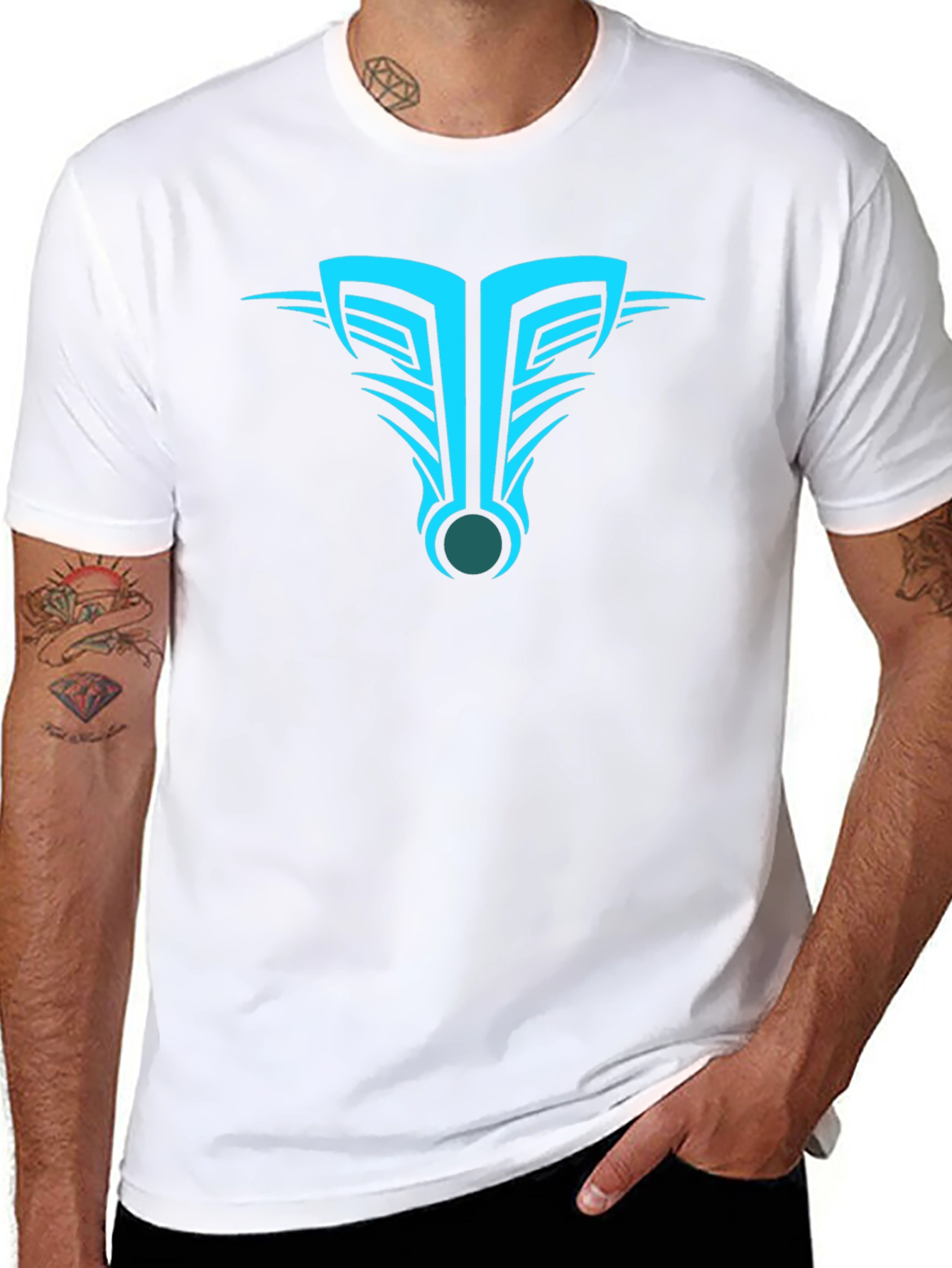 Mens Black T-Shirt with Abstract Tribal Design