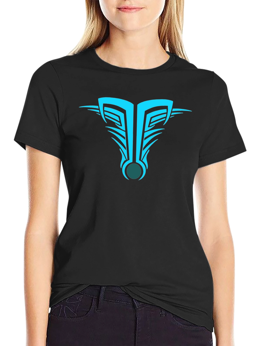 Mens Black T-Shirt with Abstract Tribal Design