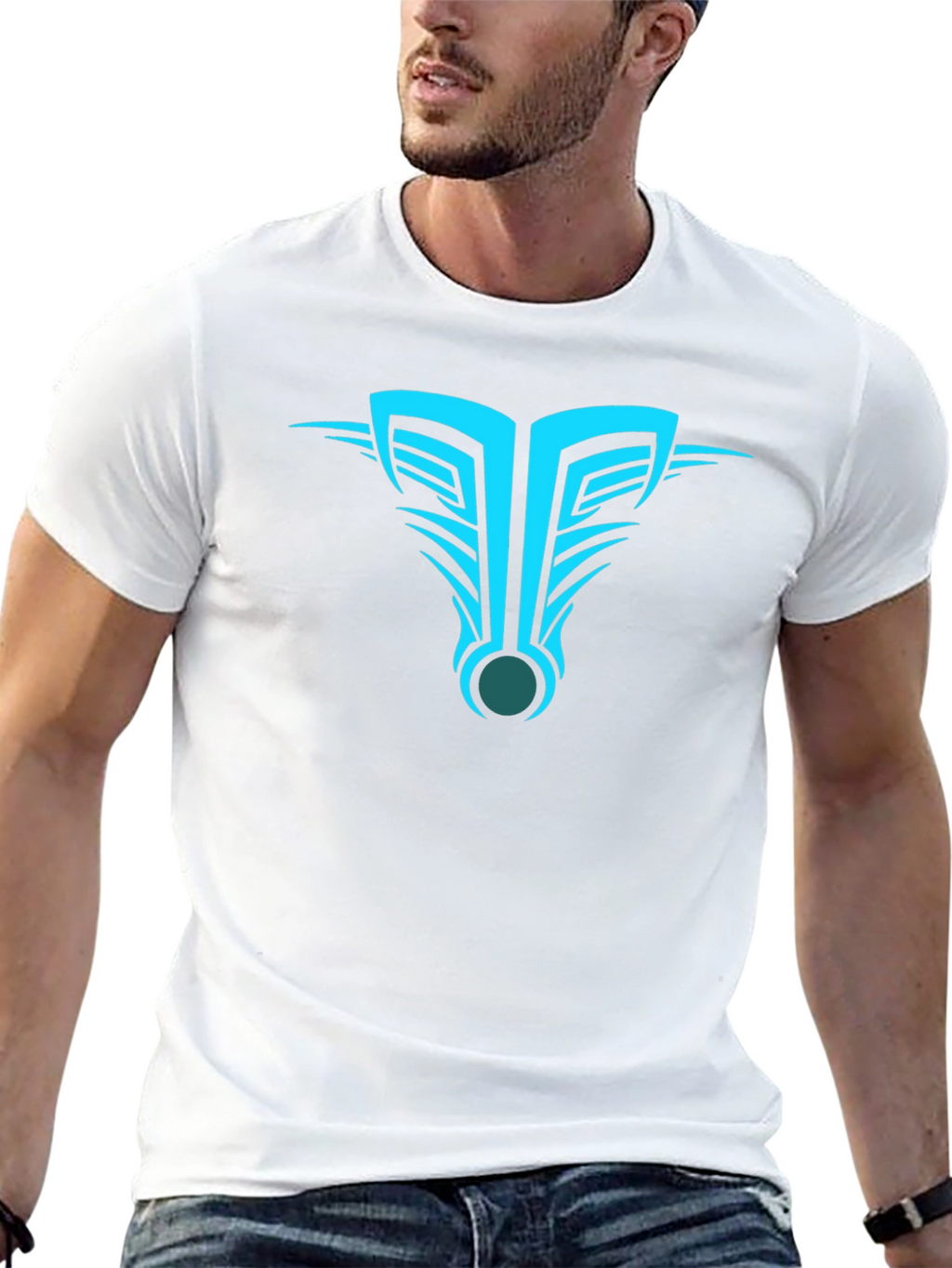 Mens Black T-Shirt with Abstract Tribal Design
