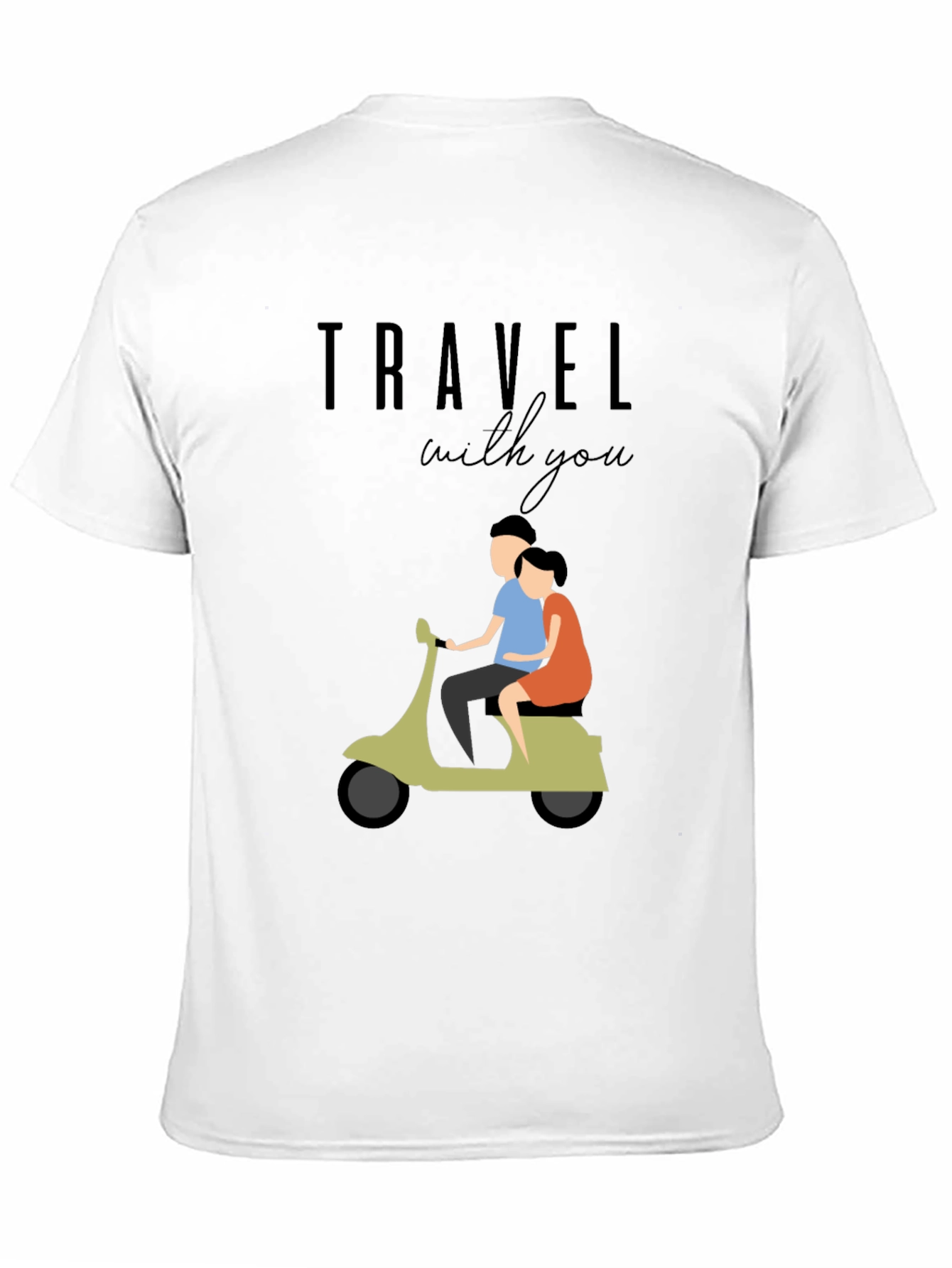Travel With You Graphic Tee - Stylish Couple Scooter Design