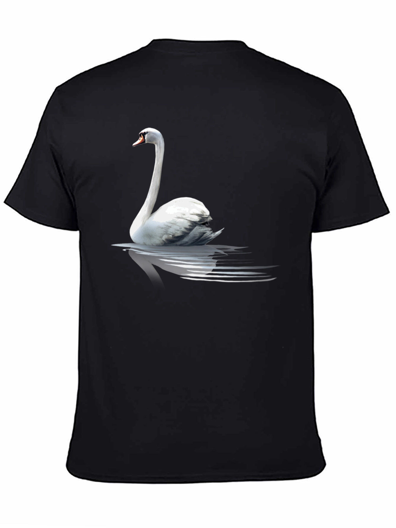 Swan Graphic Tee - Elegant Bird Design Black T-Shirt