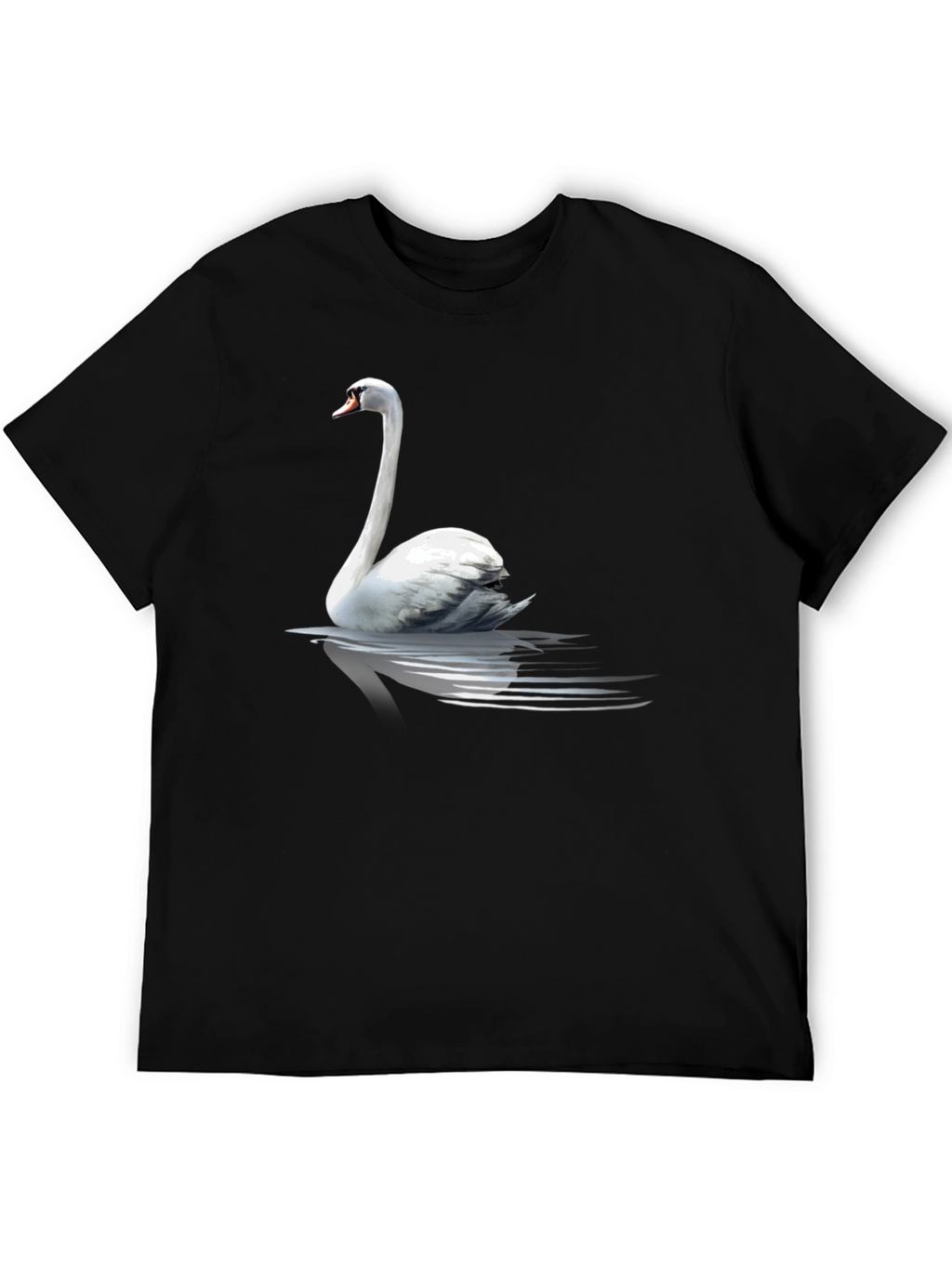 Swan Graphic Tee - Elegant Bird Design Black T-Shirt