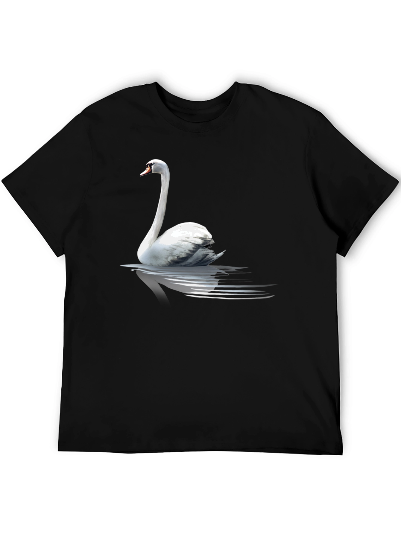 Swan Graphic Tee - Elegant Bird Design Black T-Shirt