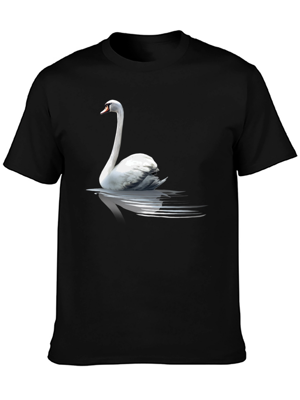 Swan Graphic Tee - Elegant Bird Design Black T-Shirt