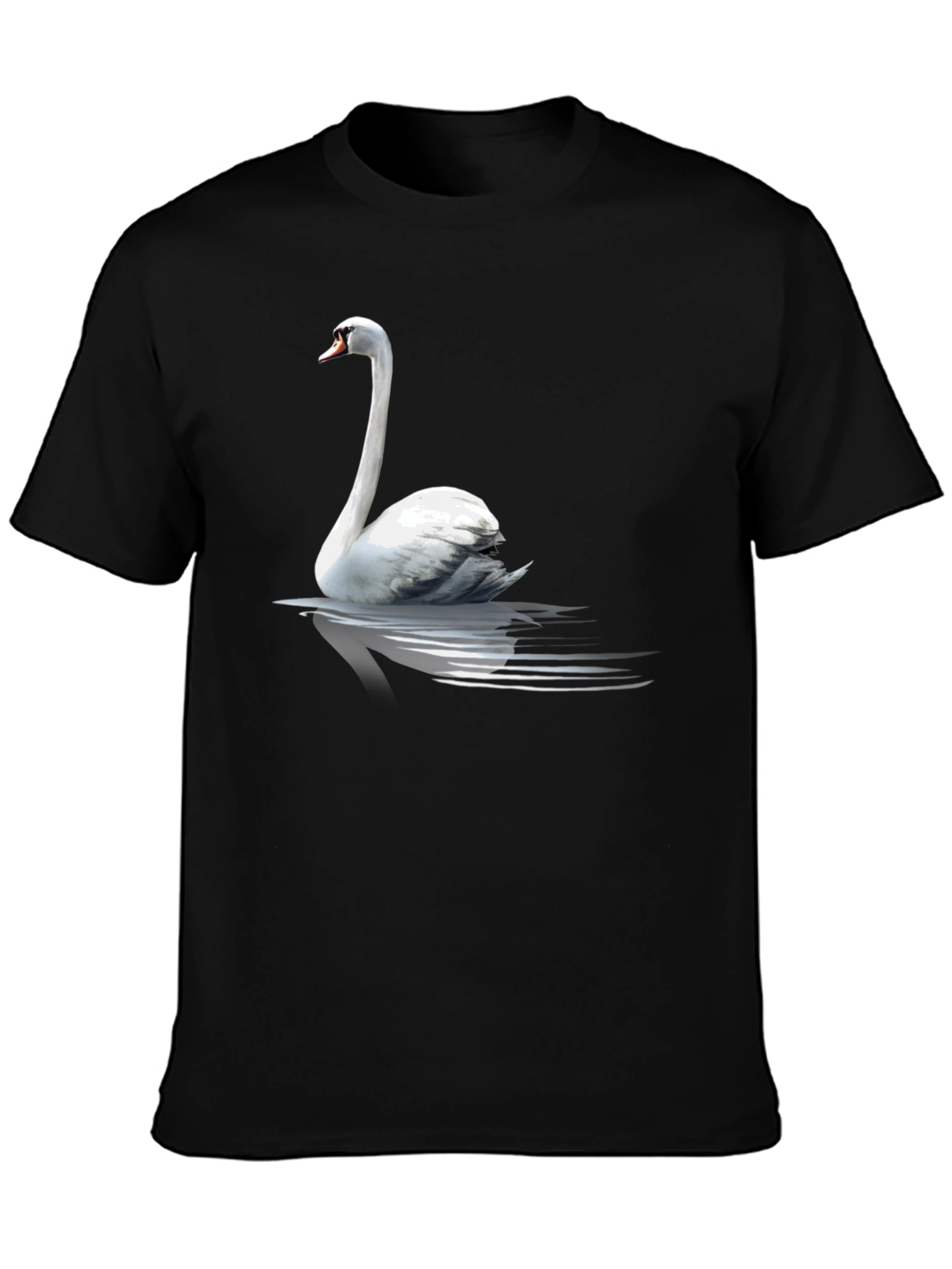 Swan Graphic Tee - Elegant Bird Design Black T-Shirt