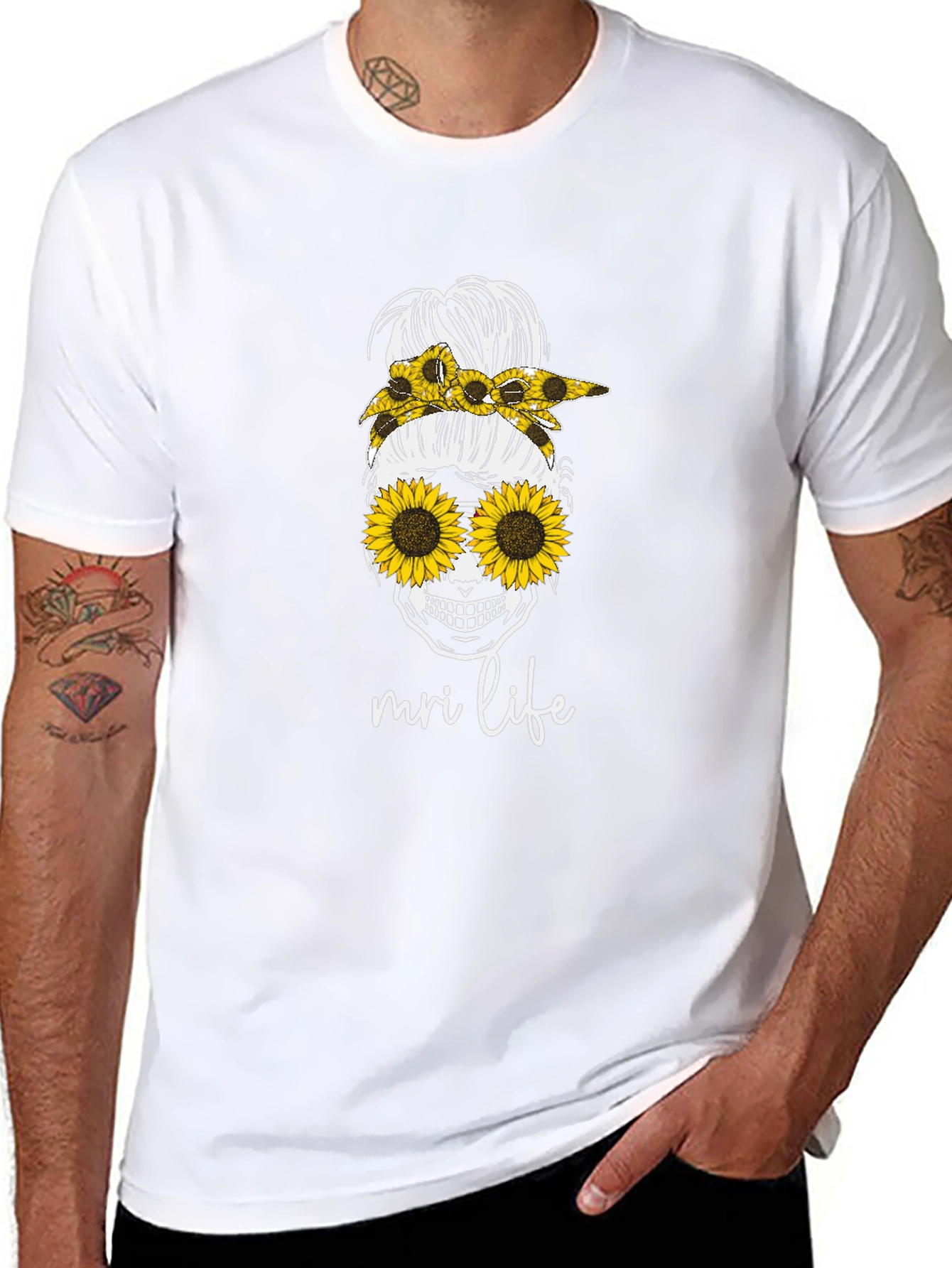 MRI Life Sunflower Skull T-Shirt