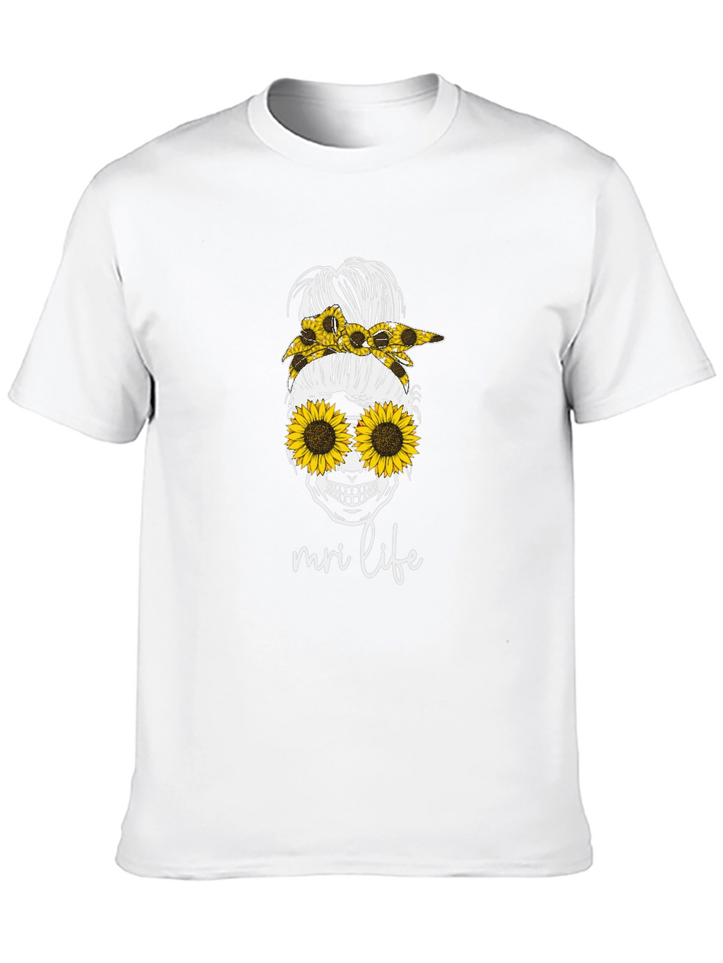 MRI Life Sunflower Skull T-Shirt