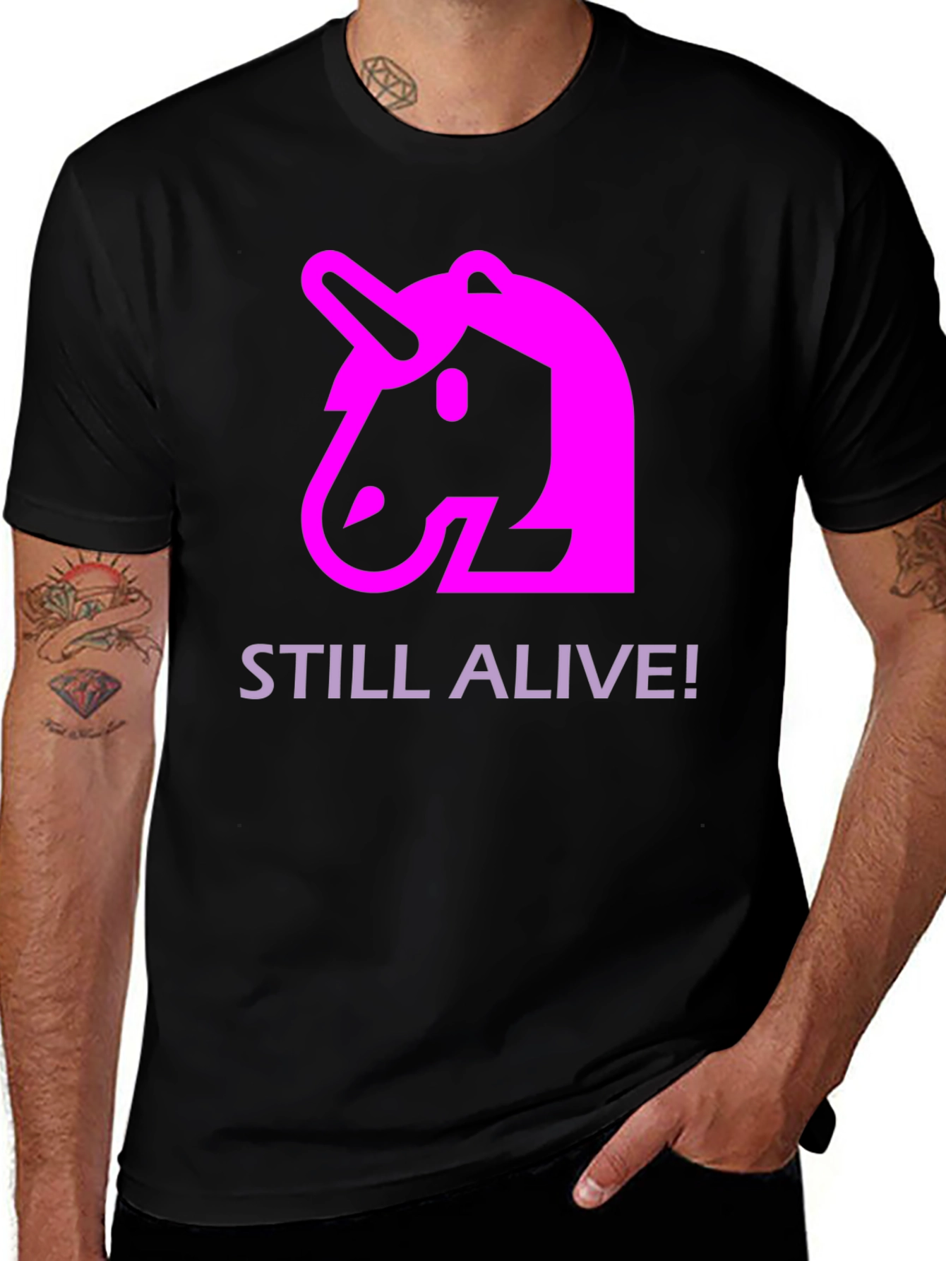 Unicorn Still Alive! Graphic Black T-Shirt