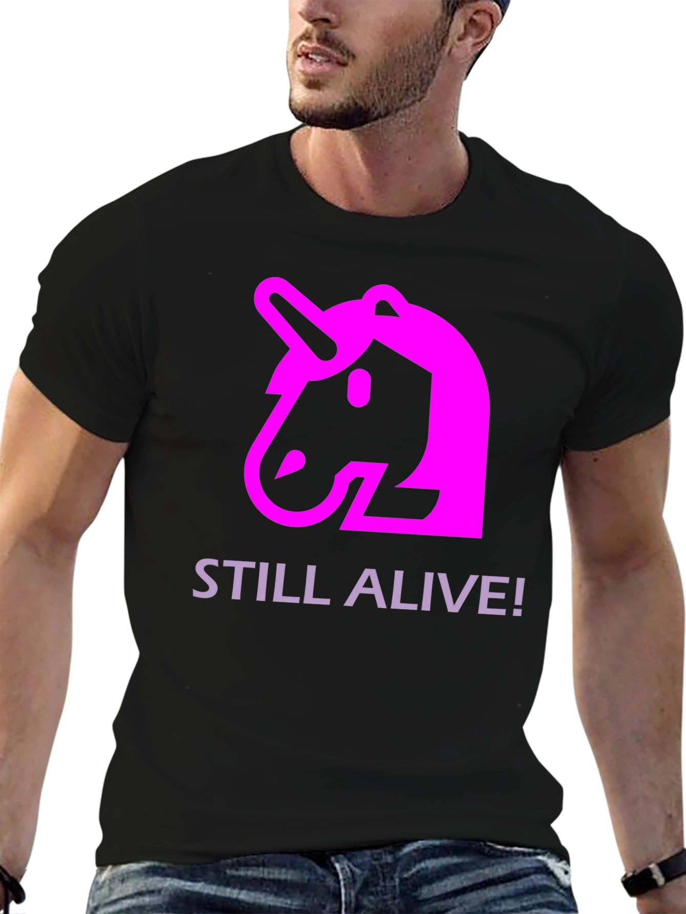 Unicorn Still Alive! Graphic Black T-Shirt