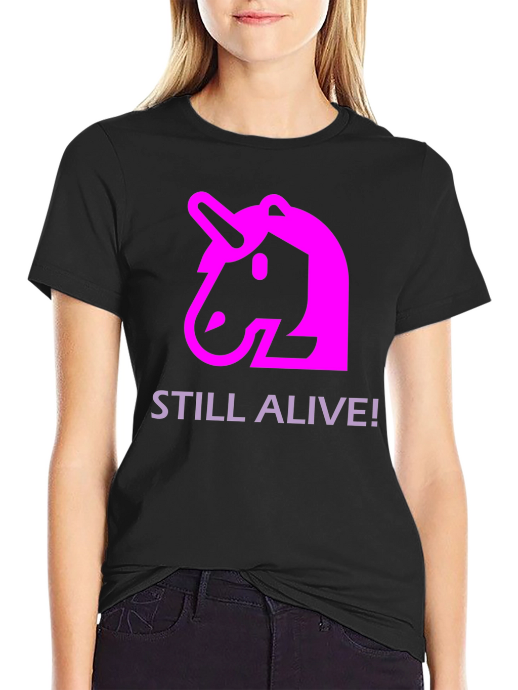 Unicorn Still Alive! Graphic Black T-Shirt