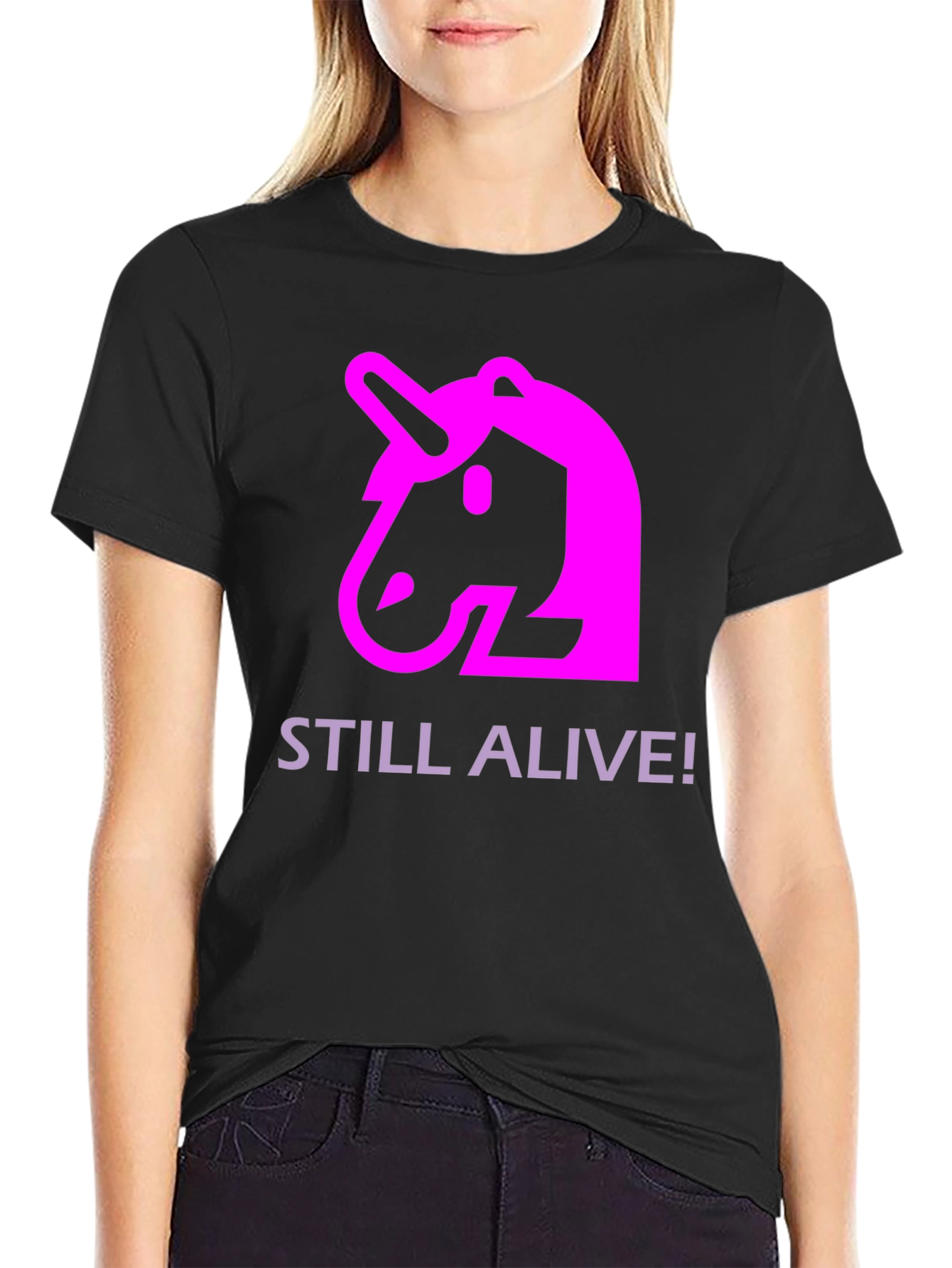 Unicorn Still Alive! Graphic Black T-Shirt