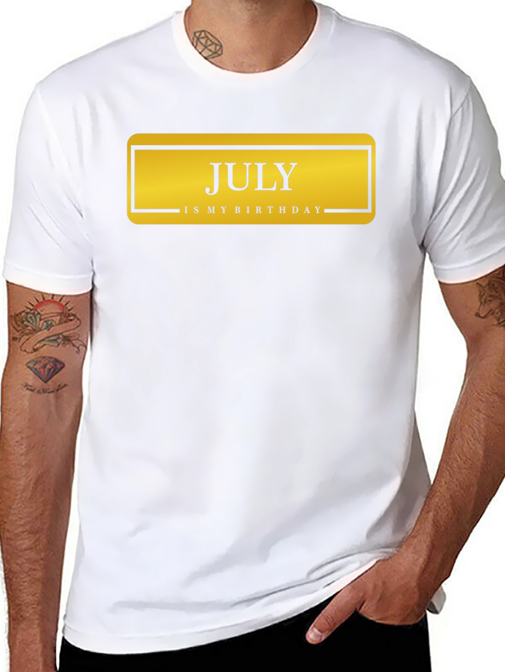 July Birthday T-Shirt - Black Crew Neck Tee